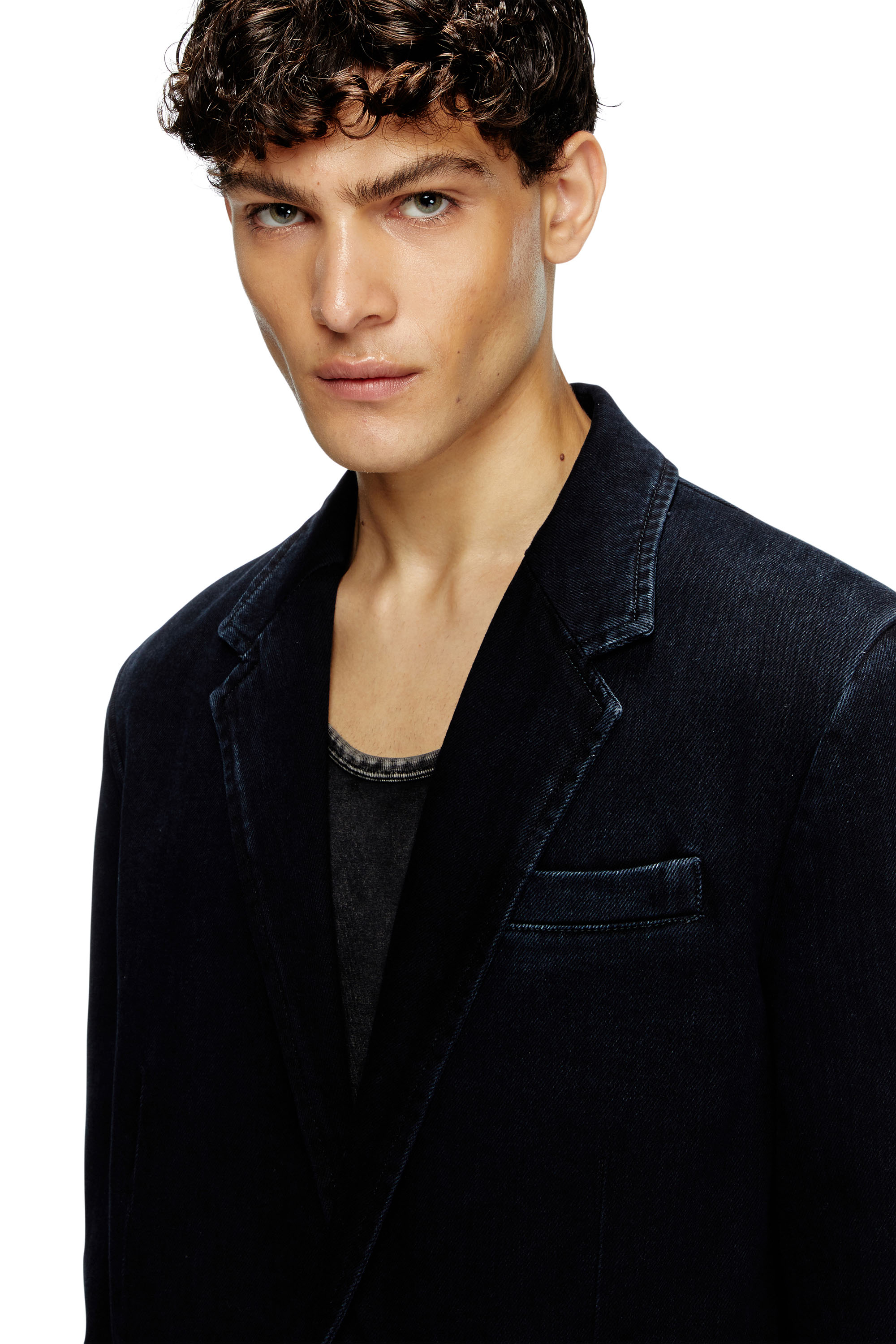 Diesel - D-REGER-D, Unisex's Blazer in streaky denim in Dark Blue - 4