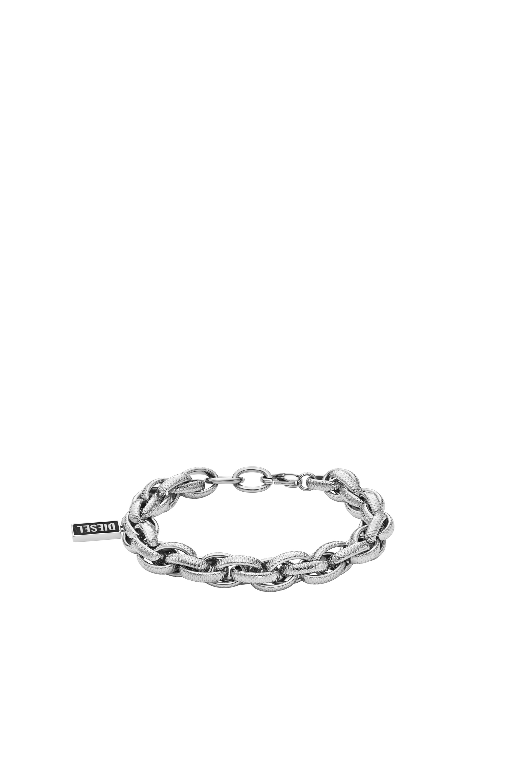 Diesel - DX1514, Unisex's Black agate chain bracelet in Silver - 1