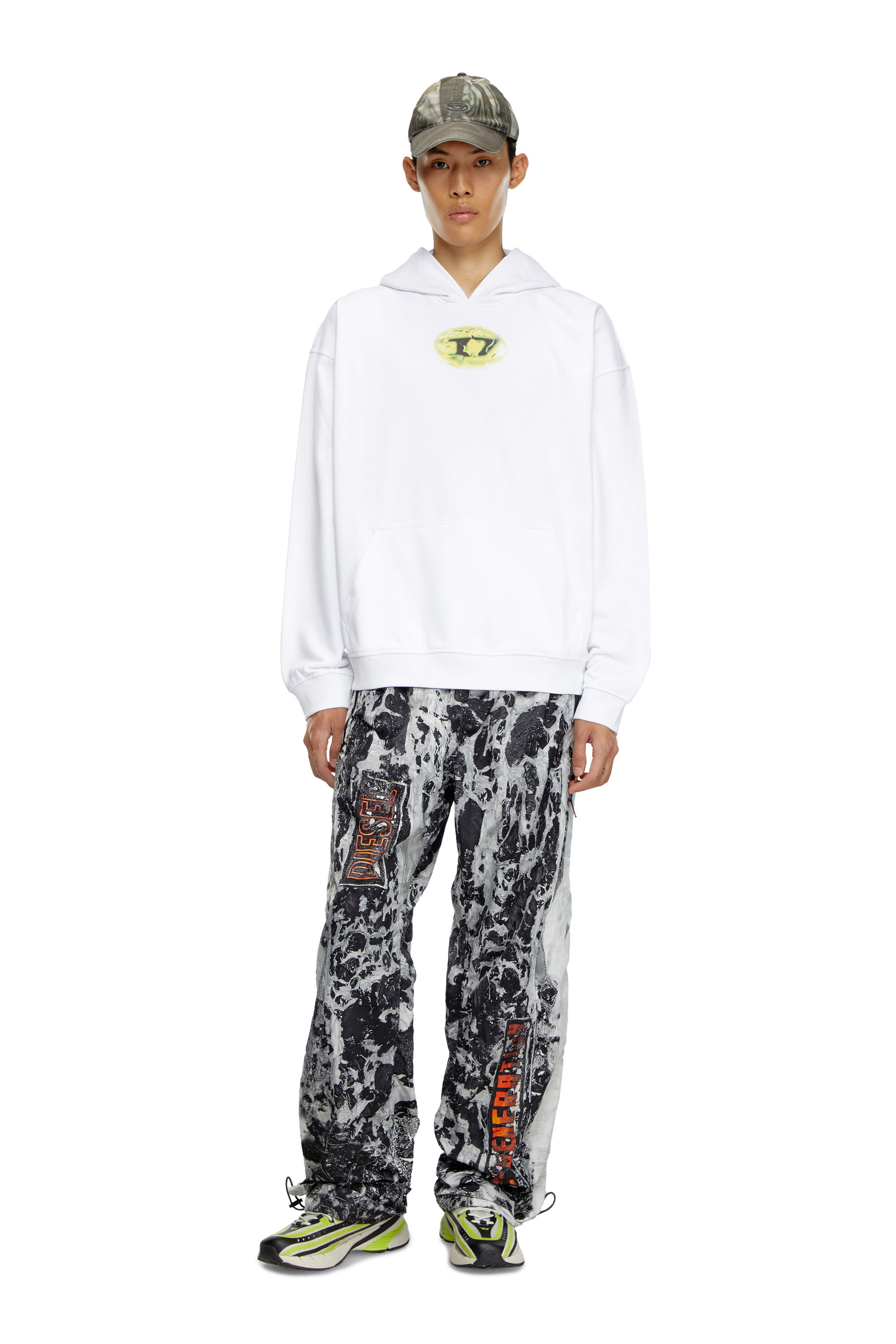 Diesel - S-BOXT-HOOD-K3, Man's Hoodie with water-effect logo print in White - 2