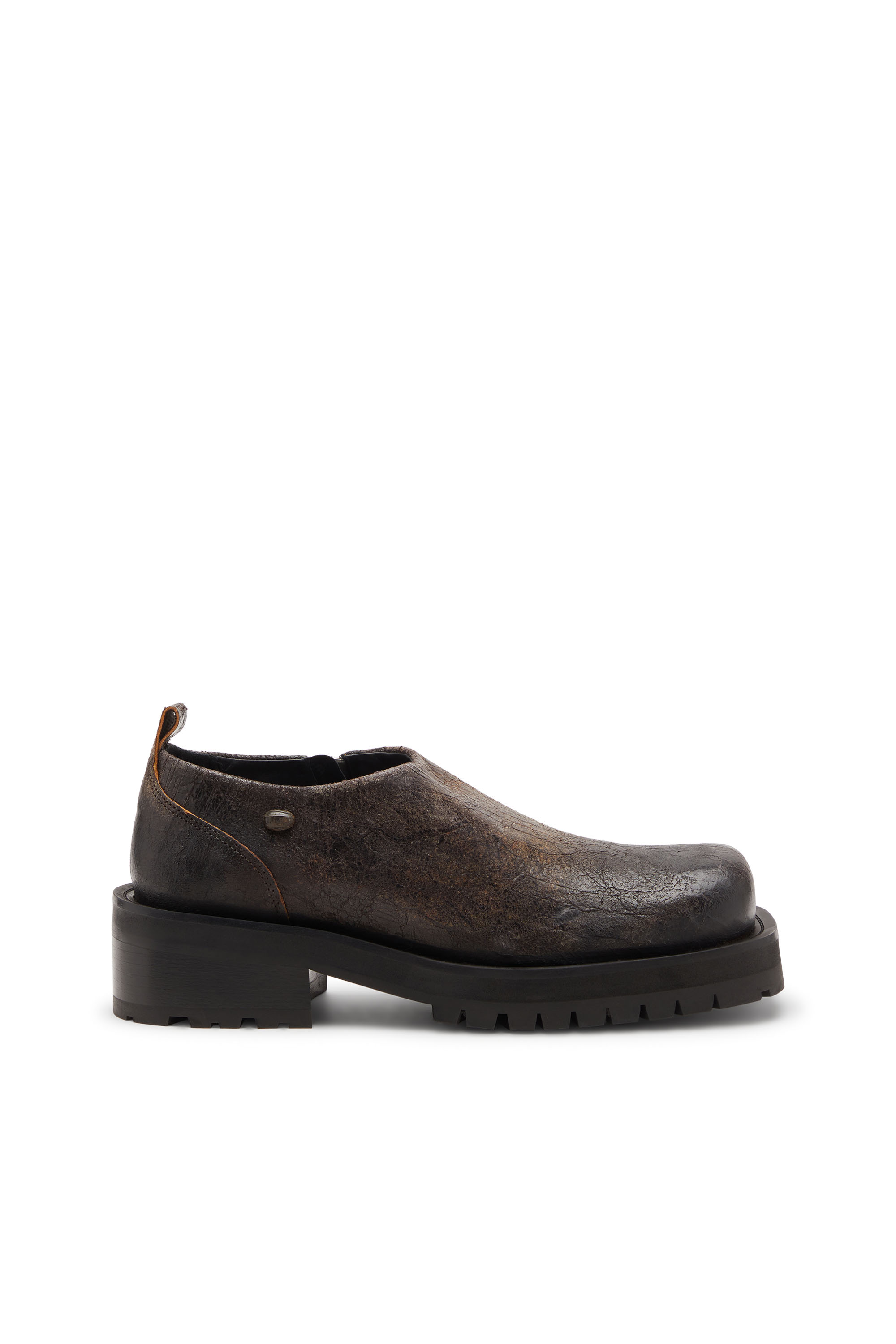 Diesel - D-TEXAN CLOG, Man's D-Texan-Zipped shoes in distressed crackled suede in Brown - 1
