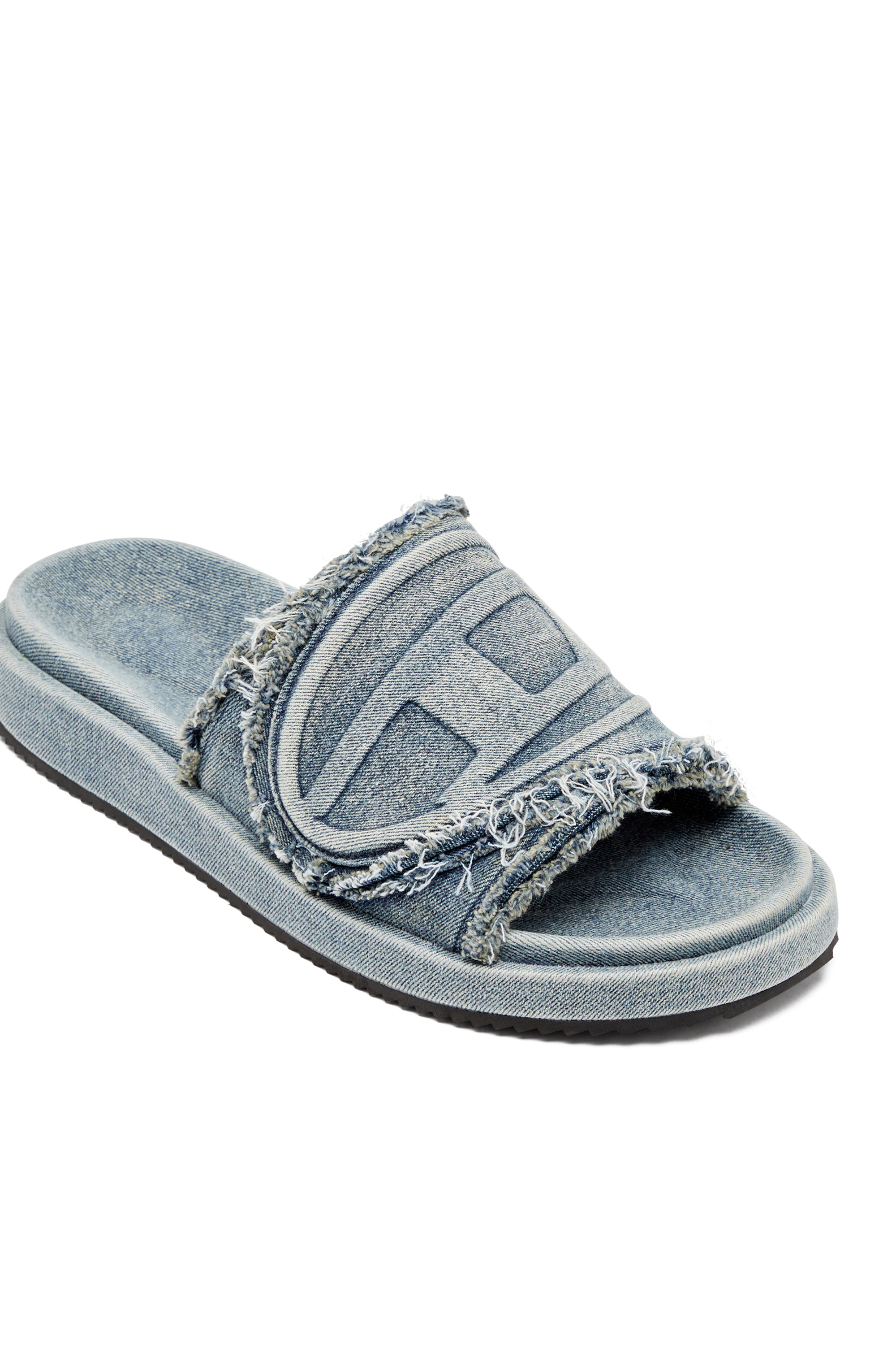 Diesel - SA-SLIDE D OVAL, Unisex's Sa-Slide D-Distressed denim slides in Light Blue - 6