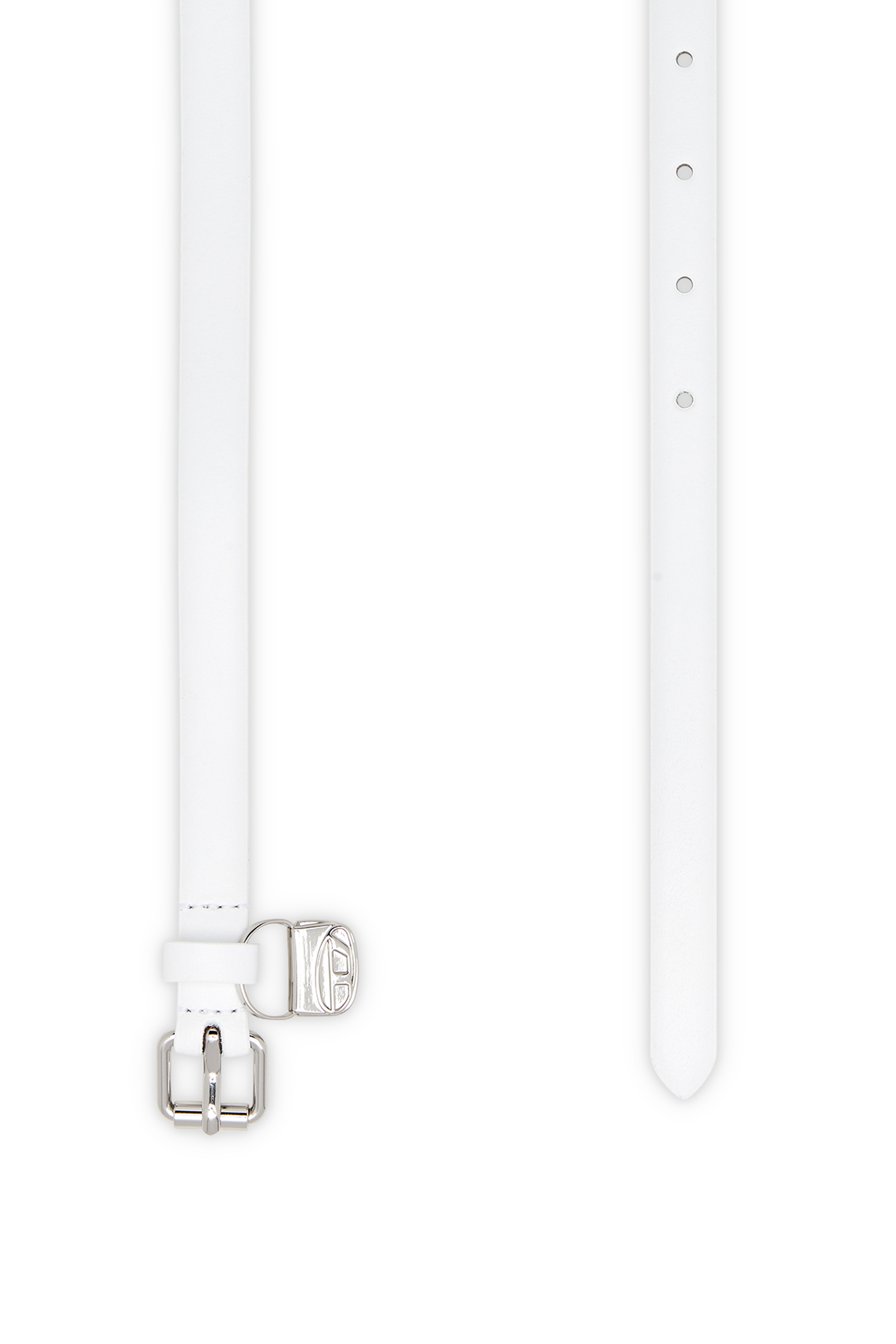 Diesel - B-CHARM HIP, Woman's 1.4cm slim leather belt with 1DR bag charm in White - 2