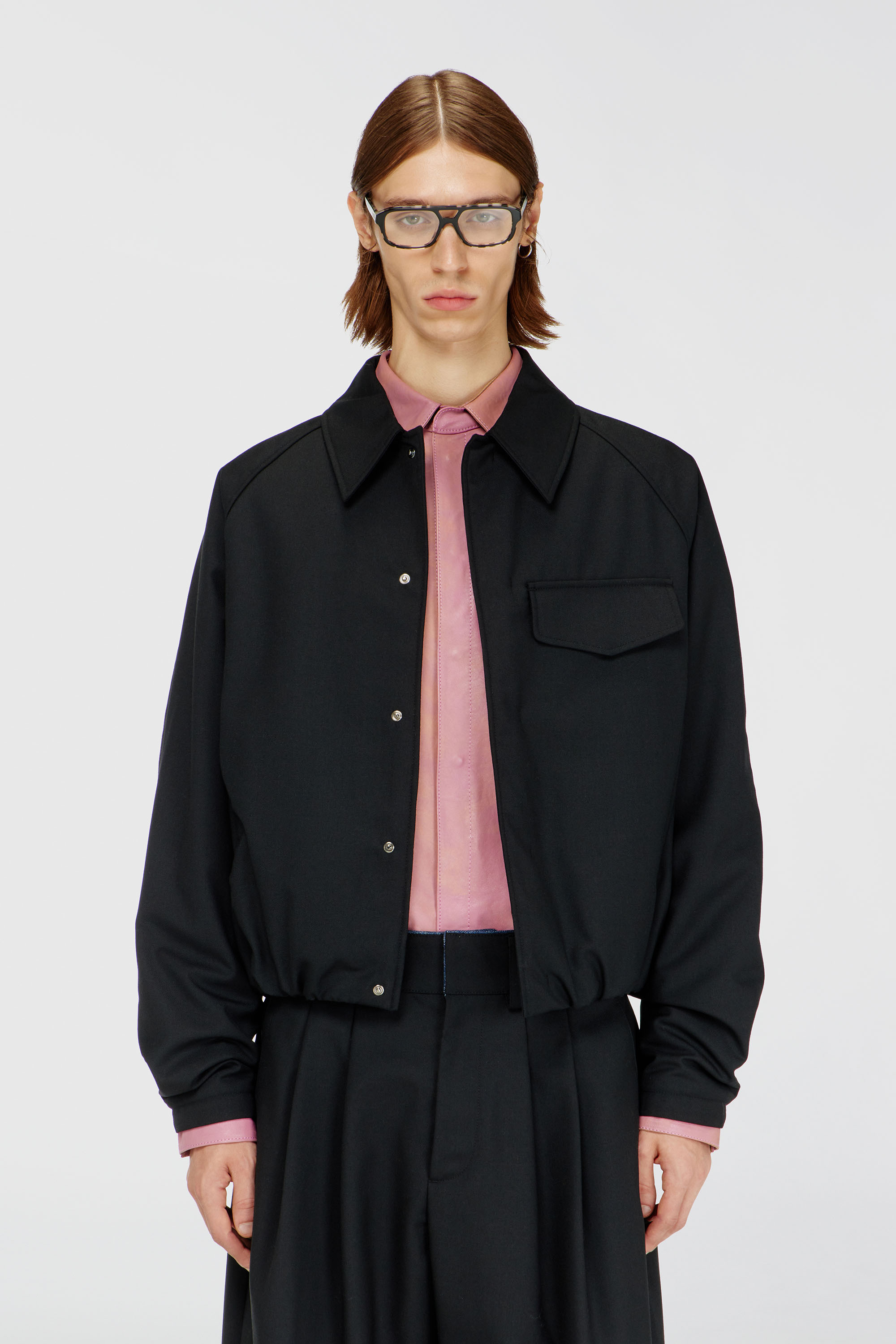 Diesel - J-ATTOR-COOL, Man's Gathered bomber jacket in wool blend in null - 1