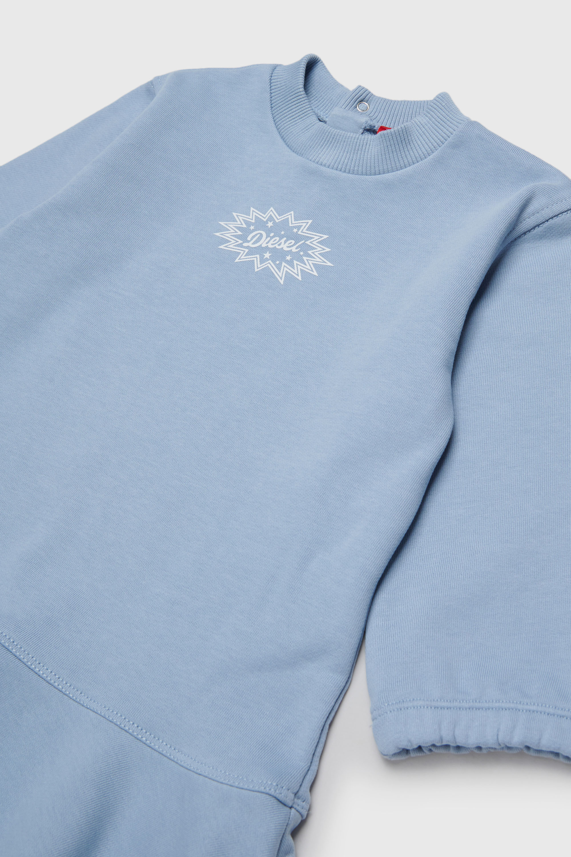 Diesel - DFUMB, Woman's Sweatshirt dress with ruffled hem in Light Blue - 3