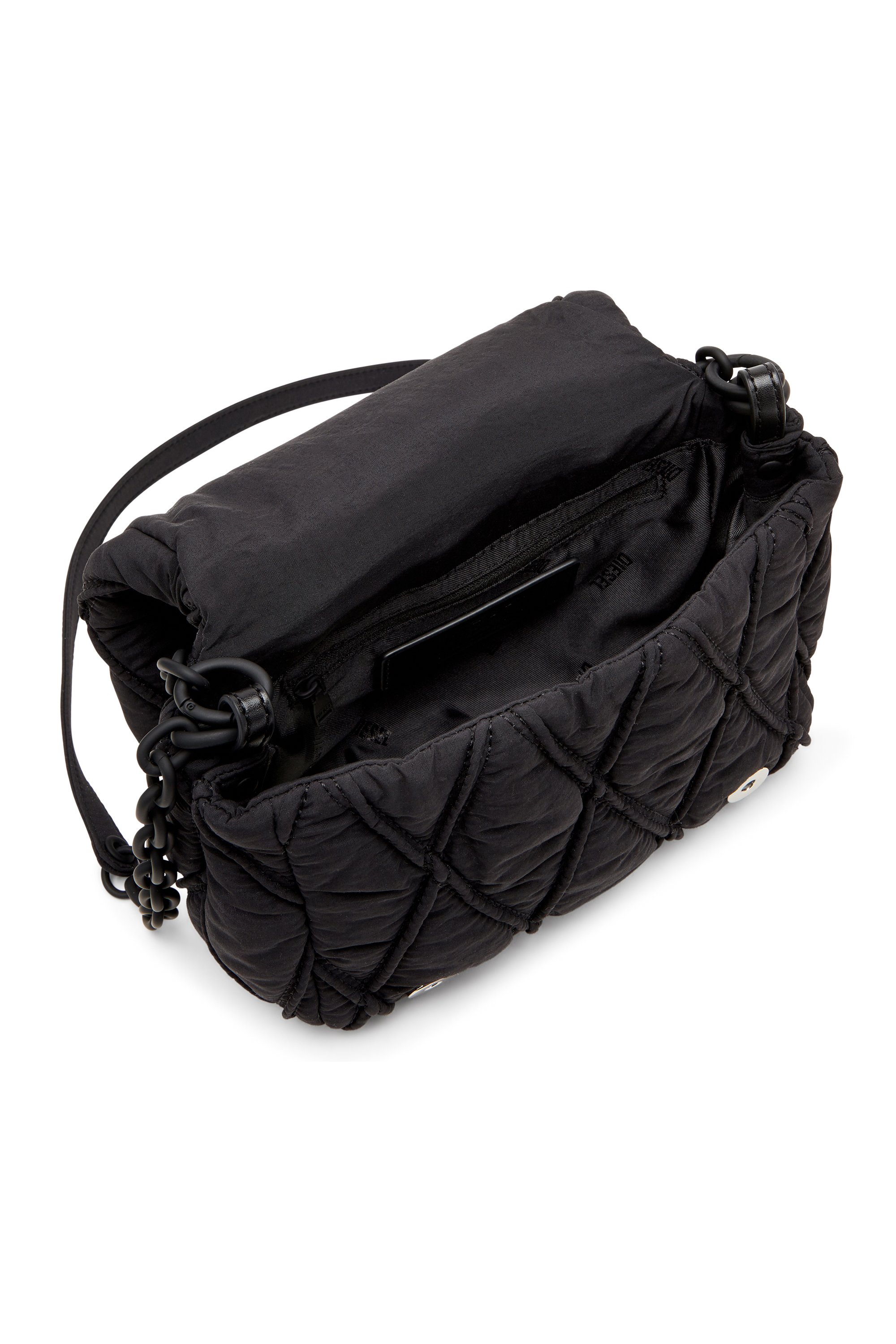 Diesel - CHARM-D SHOULDER S, Woman's Charm-D S-Small shoulder bag in quilted nylon in Black - 4