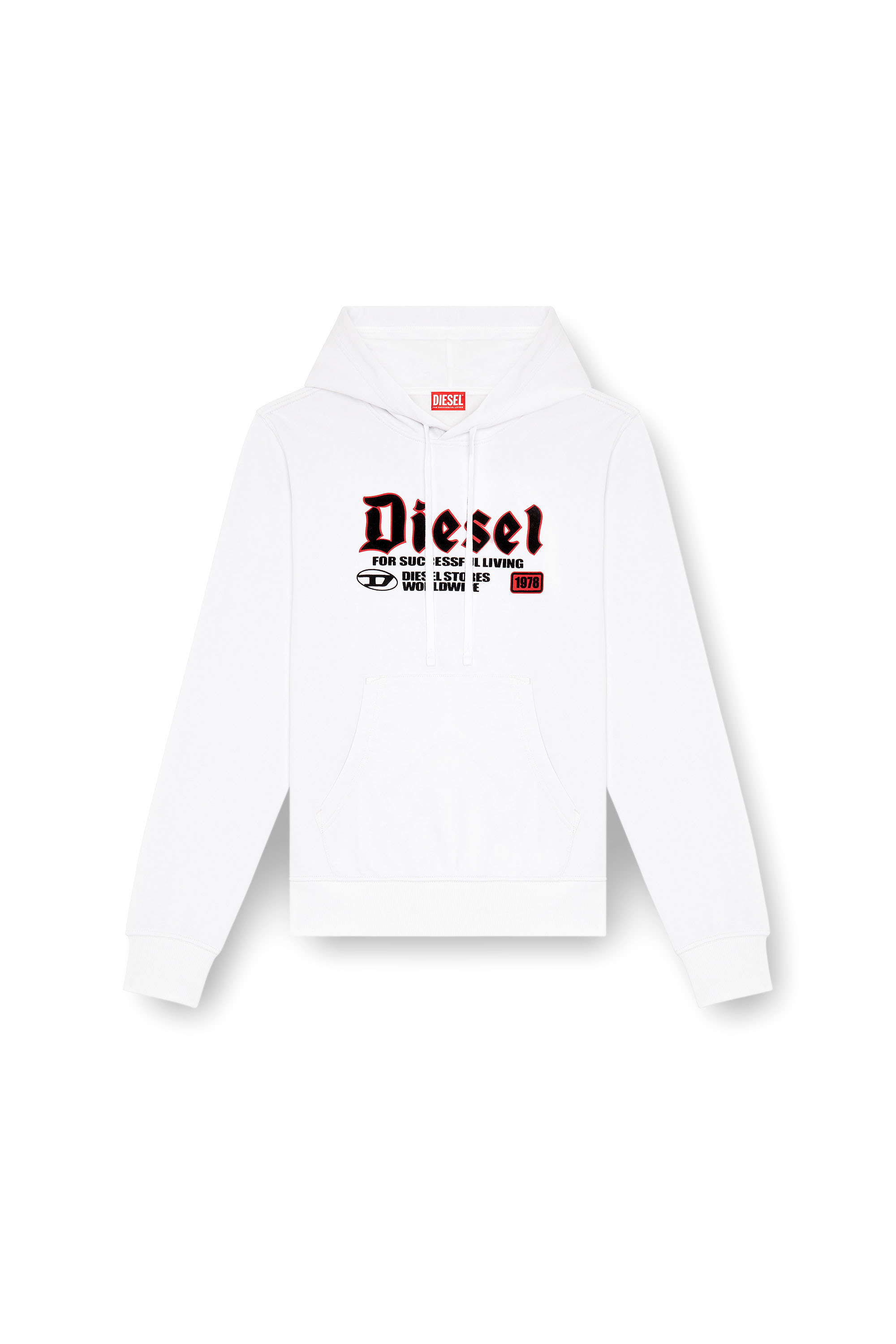 Diesel - S-GINN-HOOD-K45, Man's Hoodie with flocked logo in White - 3