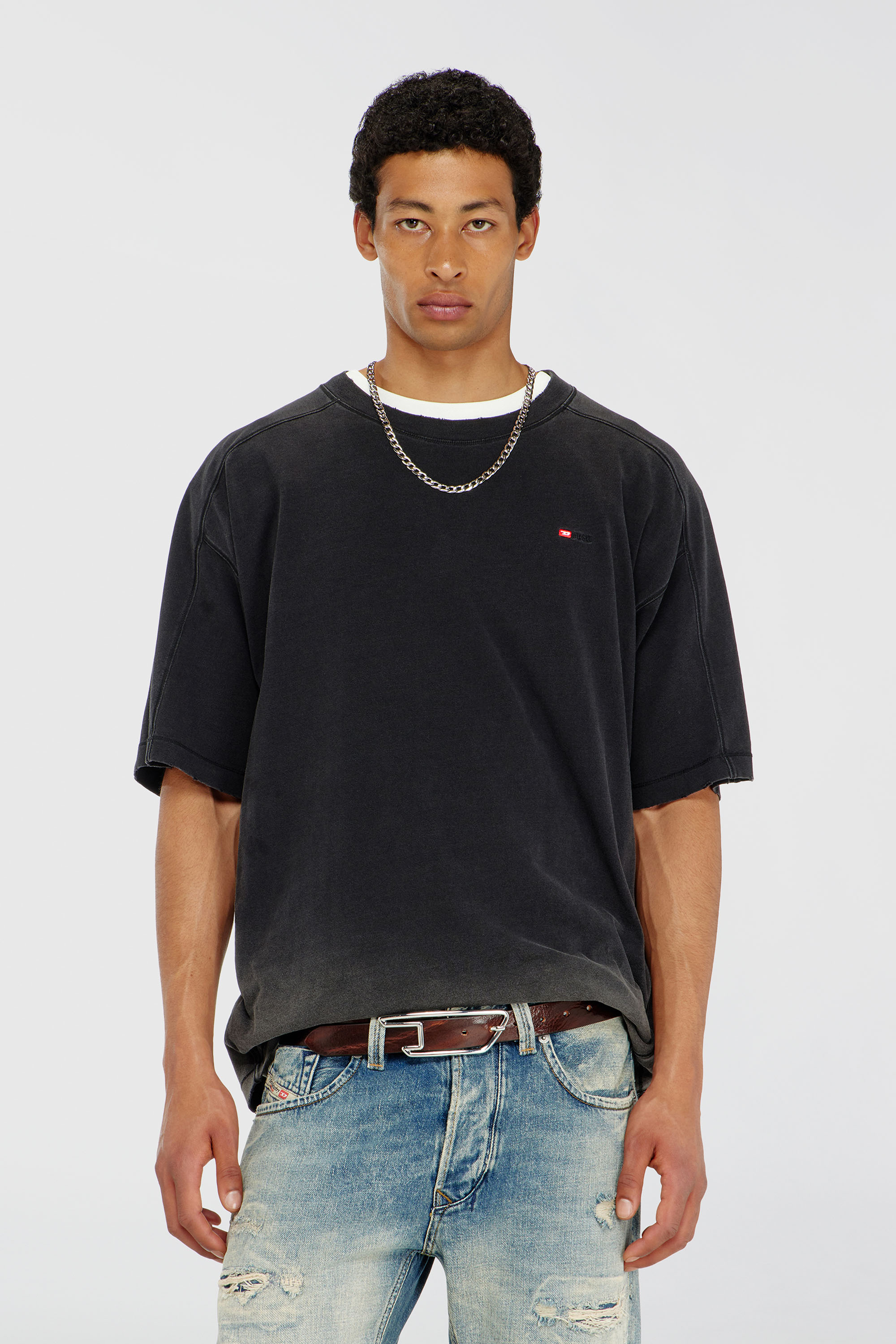 Diesel - T-CROX, Man's Cotton T-shirt with degrad&eacute; effect in Black - 3