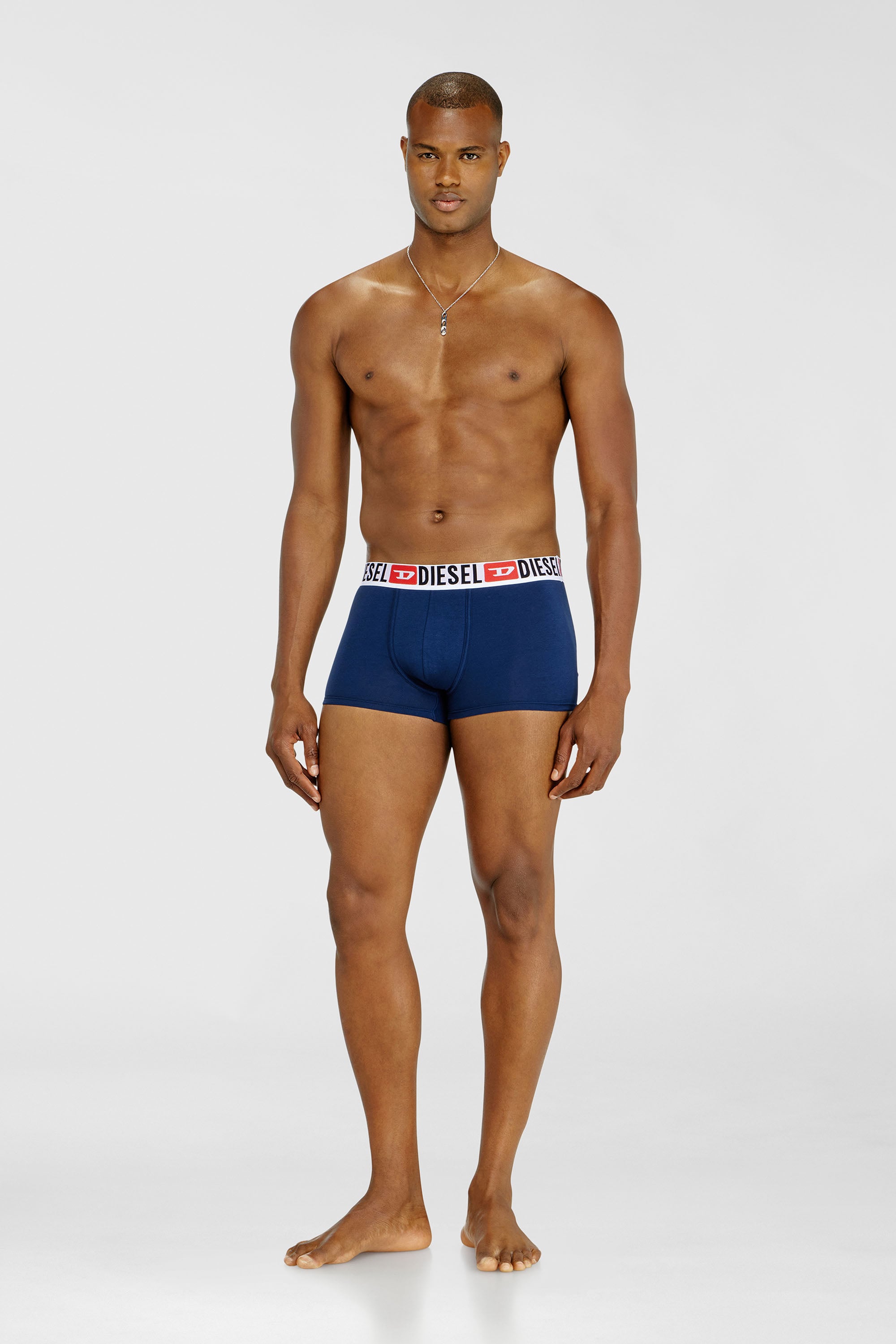 Diesel - UMBX-DAMIENTHREEPACK, Man's Three-pack of all-over logo waist boxers in Blue/Black - 2