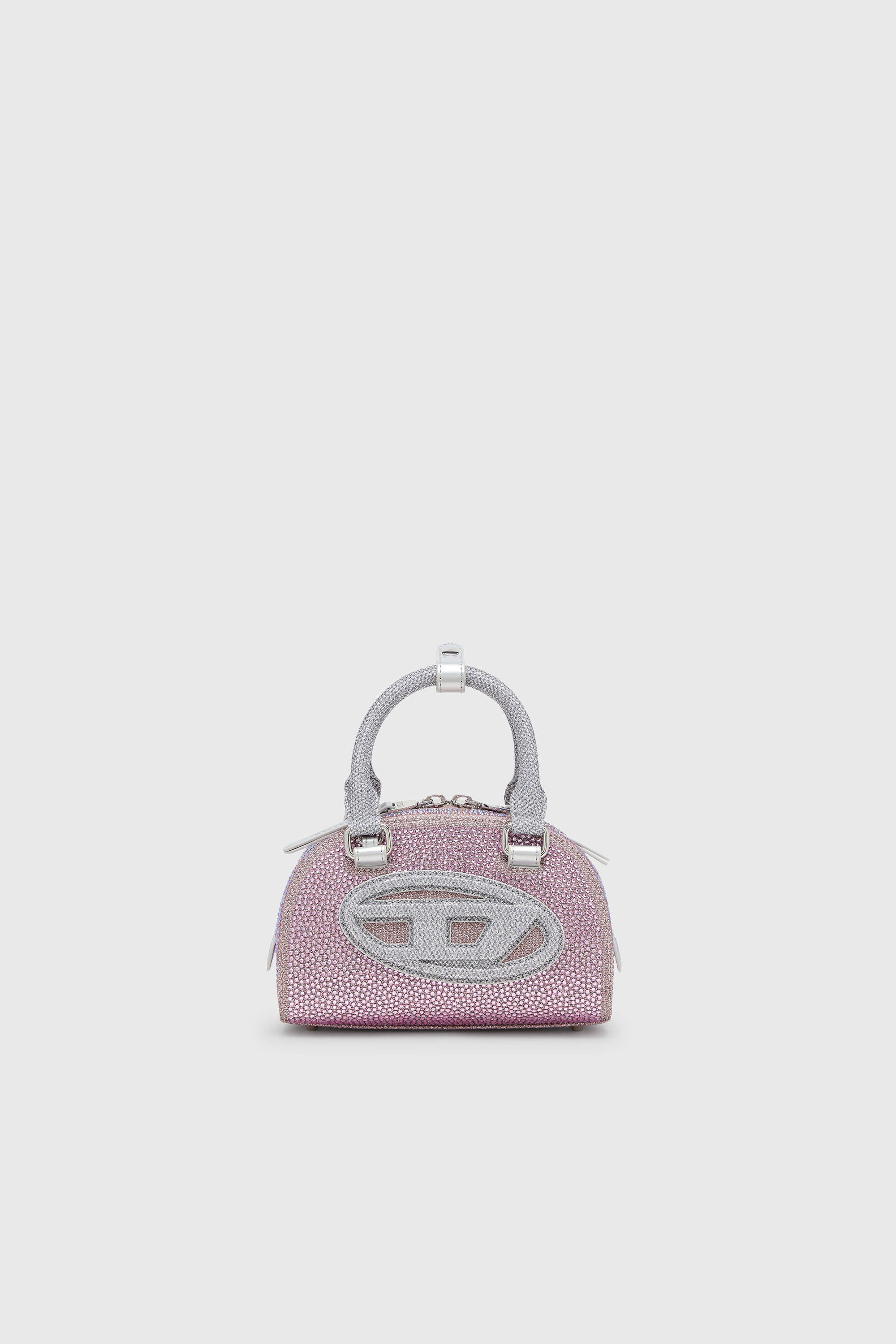 Diesel - 1DR DOME CROSSBODY, Woman's 1DR Dome - Small bowling bag in crystal Lurex in Pink - 2