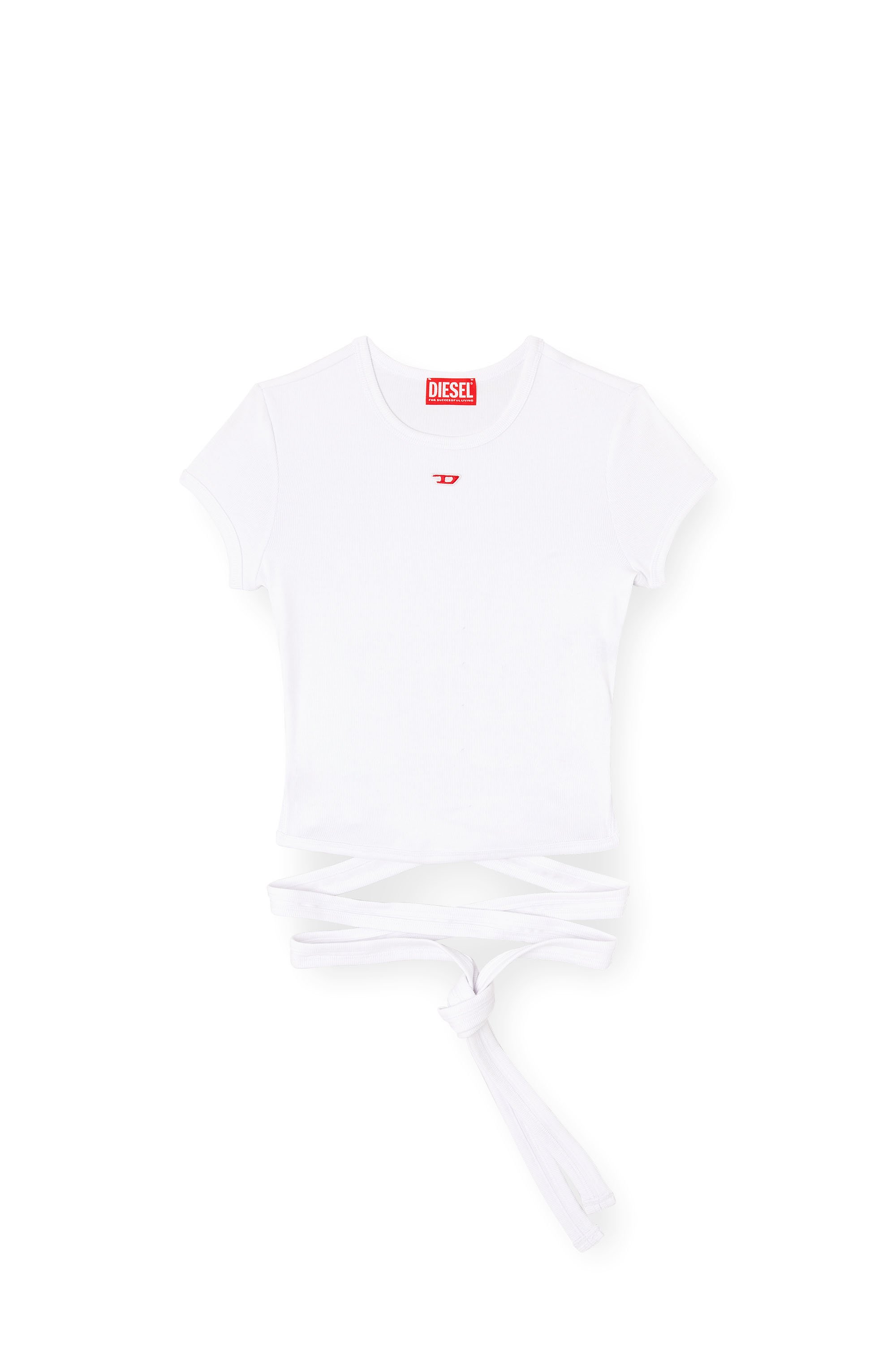 Diesel - T-BUNNY-TAIL, Woman's T-shirt with wrap ties in White - 3