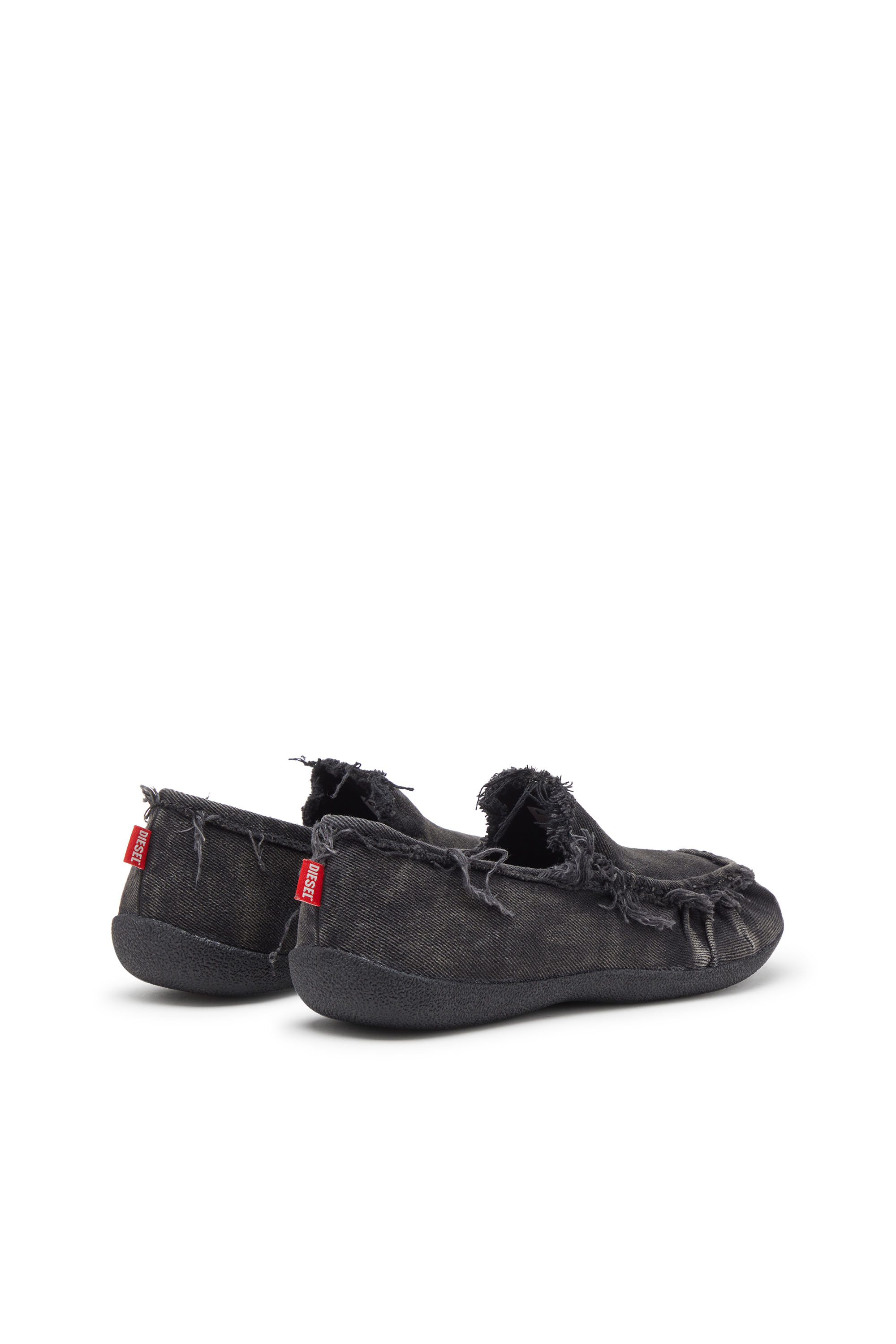 Diesel - D-SHOCK MOC, Man's D-Shock-Distressed denim loafers in Black - 3