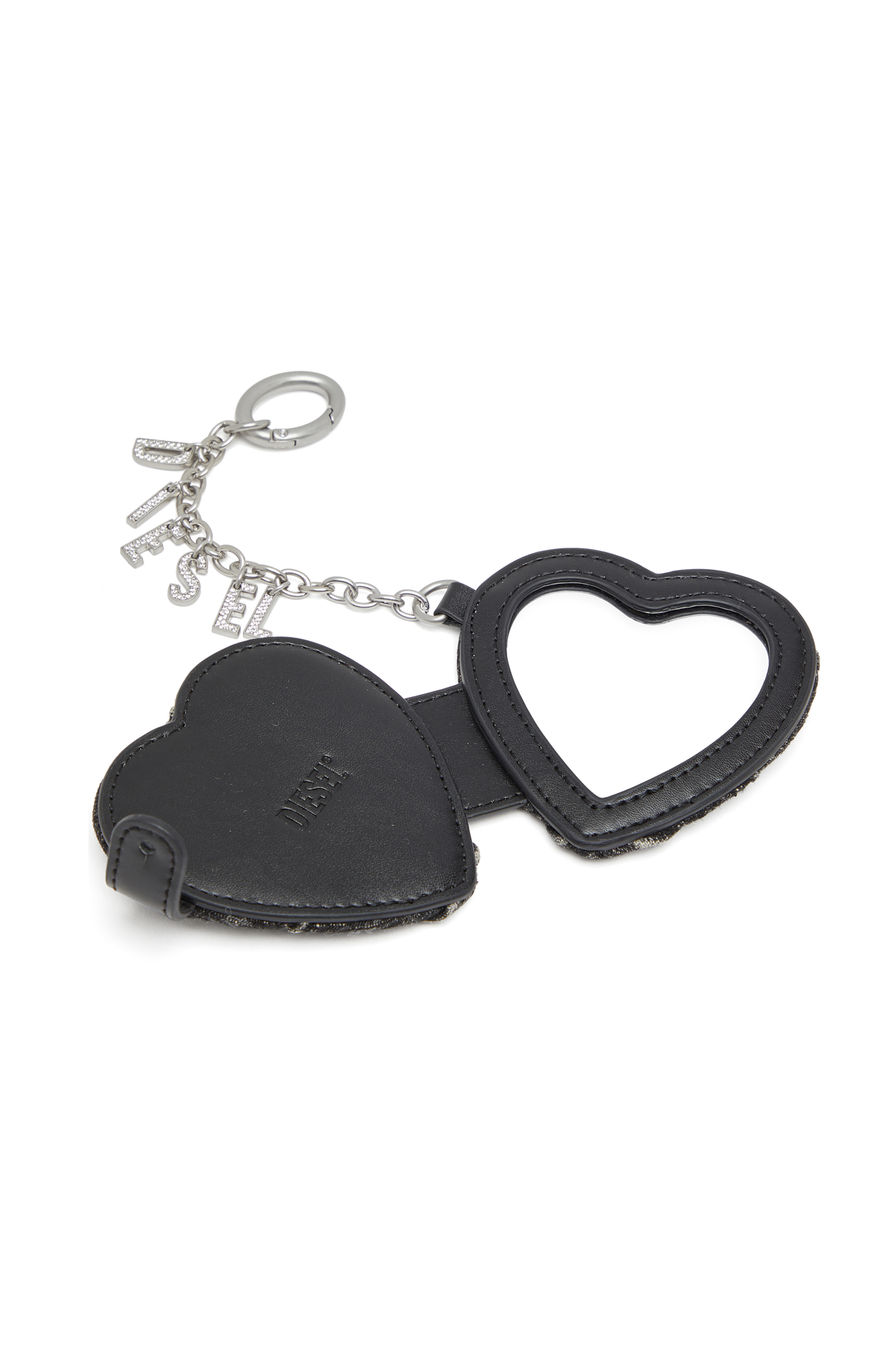 Diesel - CHARM-D MIRROR, Woman's Mirror charm in argyle quilted denim in Black - 3