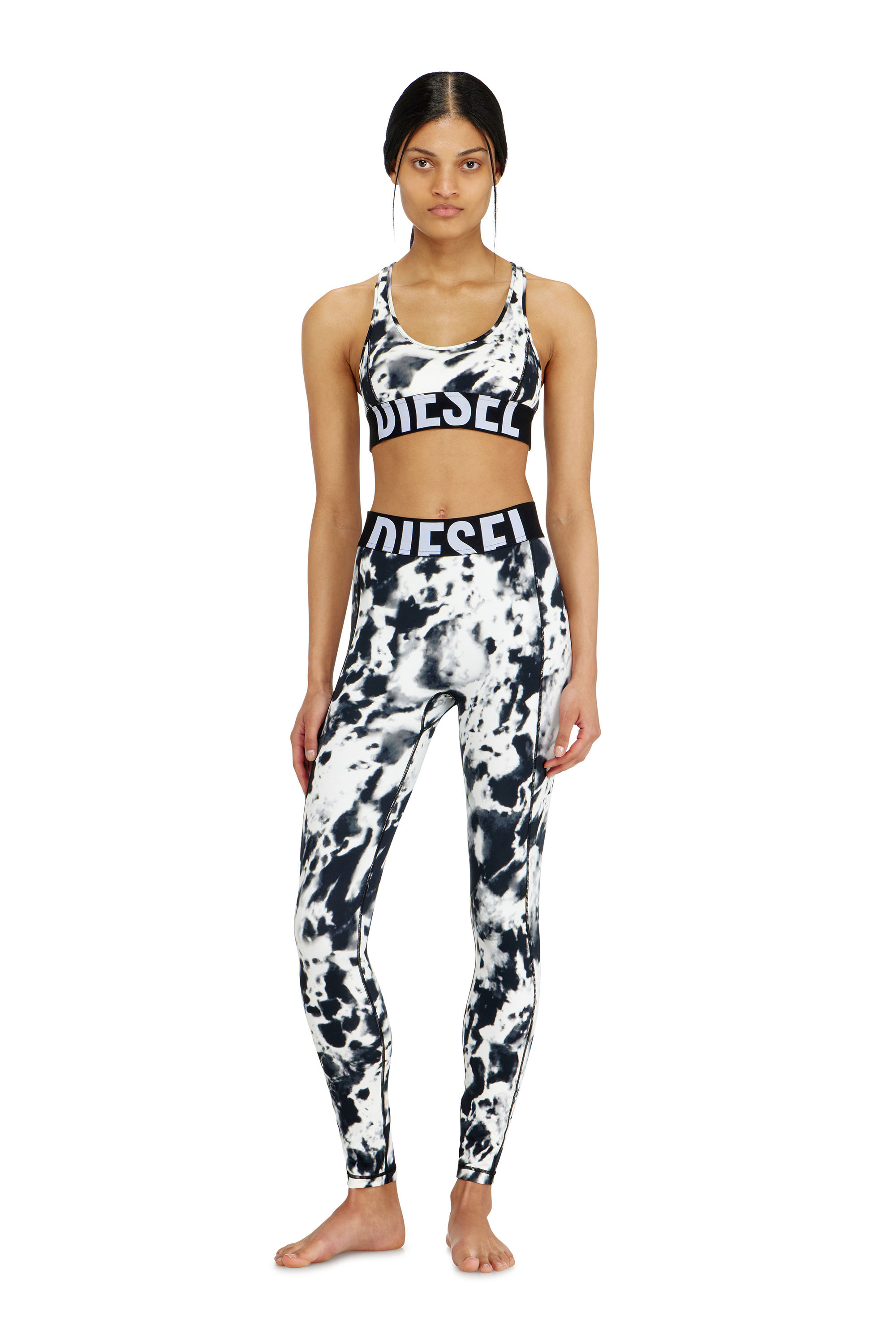 Diesel - ADELINE-D-POP, Woman's Leggings in printed microfibre in White/Black - 1