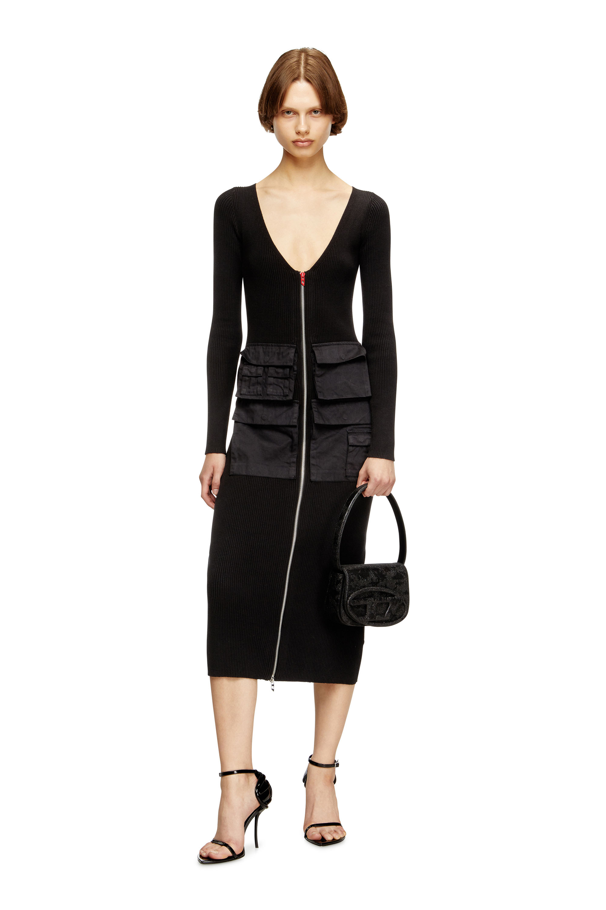 Diesel - 1DR, Woman's 1DR-Iconic 1DR bag in glitter-camo Lurex in Black - 6