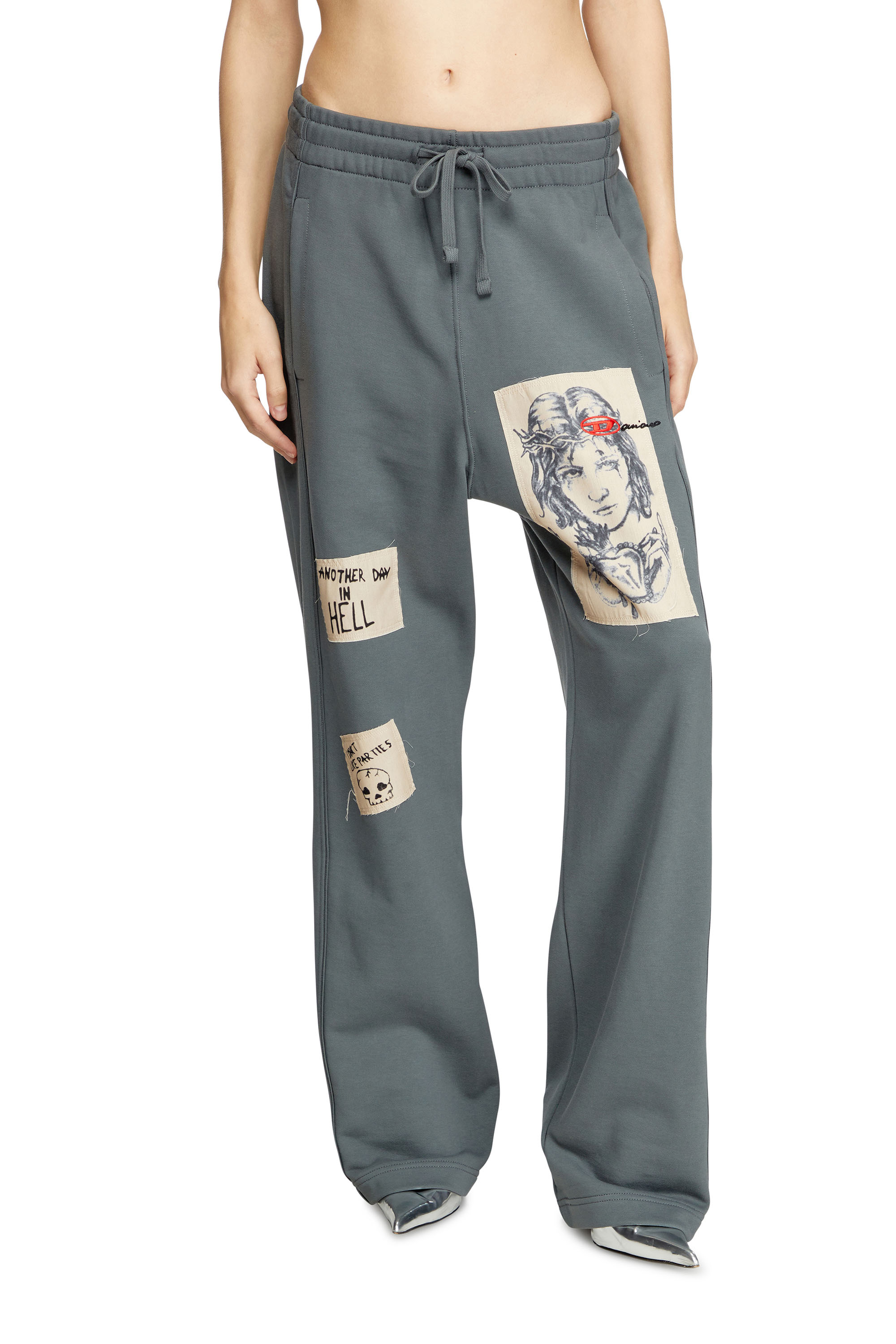 Diesel - P-MARTYANS-DD, Unisex's Track pants with tattoo patches in Grey - 6