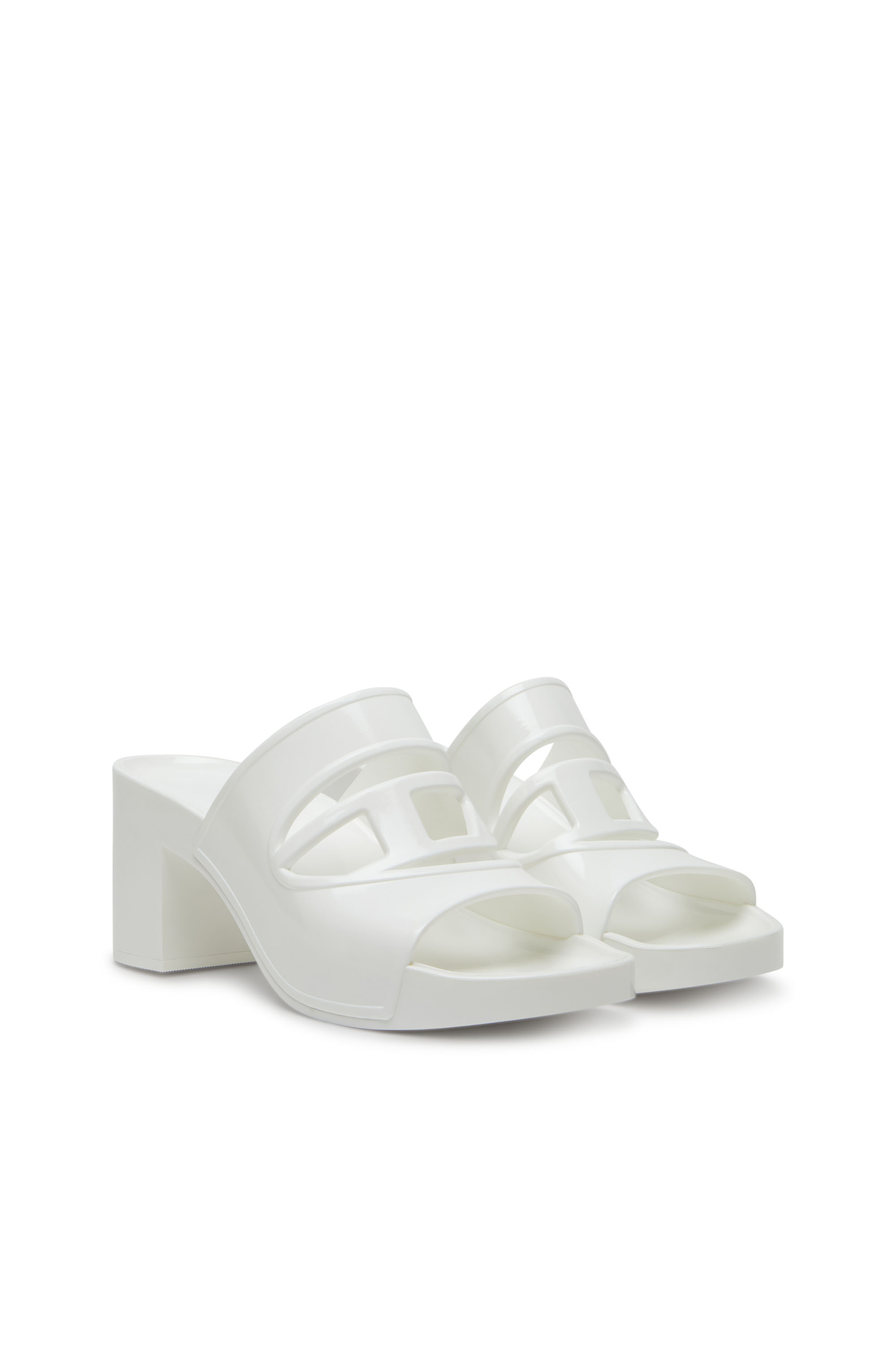 Diesel - SA-BONNIE, Woman's Heeled rubber slides with cut-out logo in White - 2