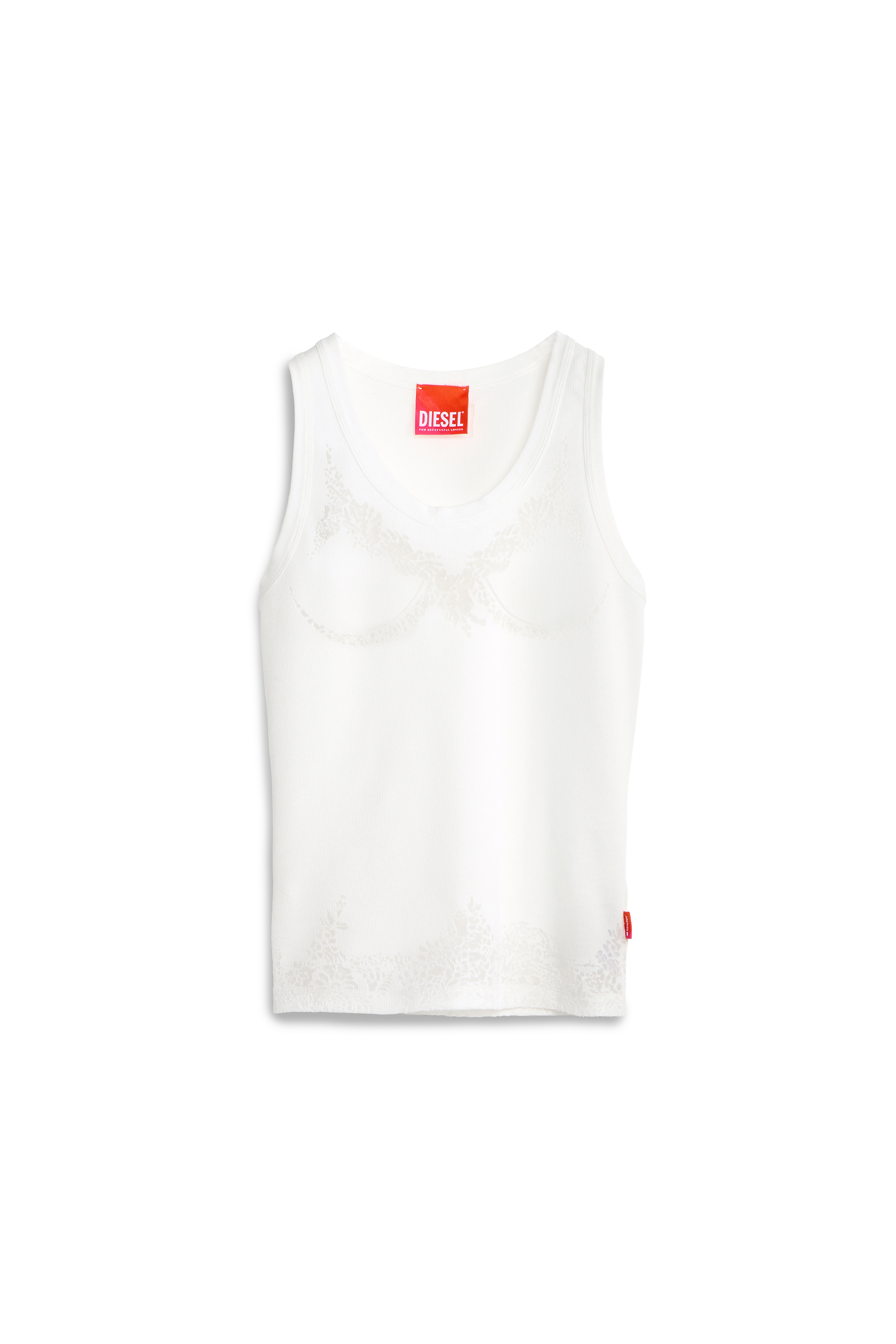 Diesel - PR-T-ANKI-LACE-R, Woman's Tank top with devor&eacute; lace effect in White - 3