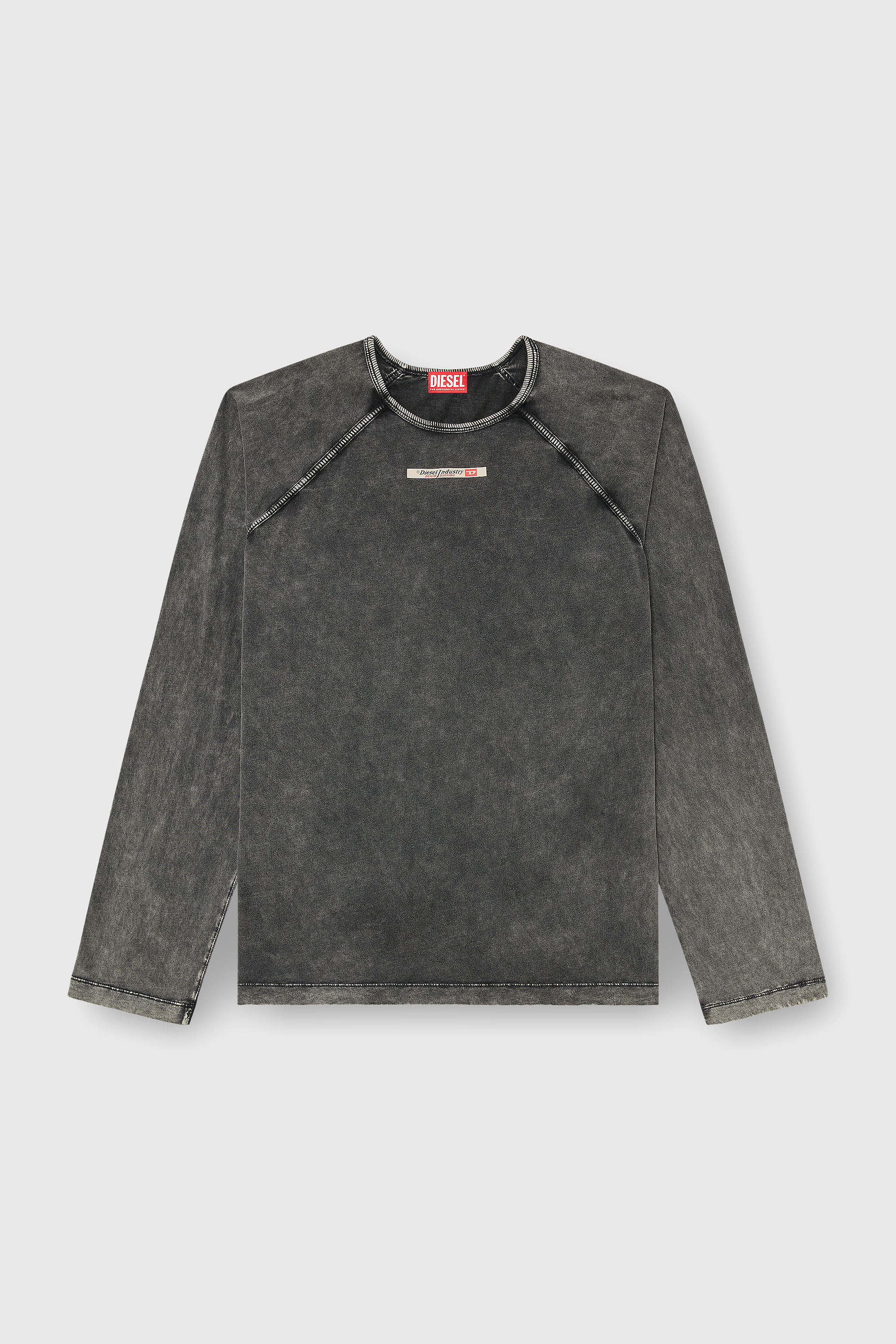 Diesel - BRYAN-DNM, Man's Cotton pijama top with logo patch in Dark grey - 2