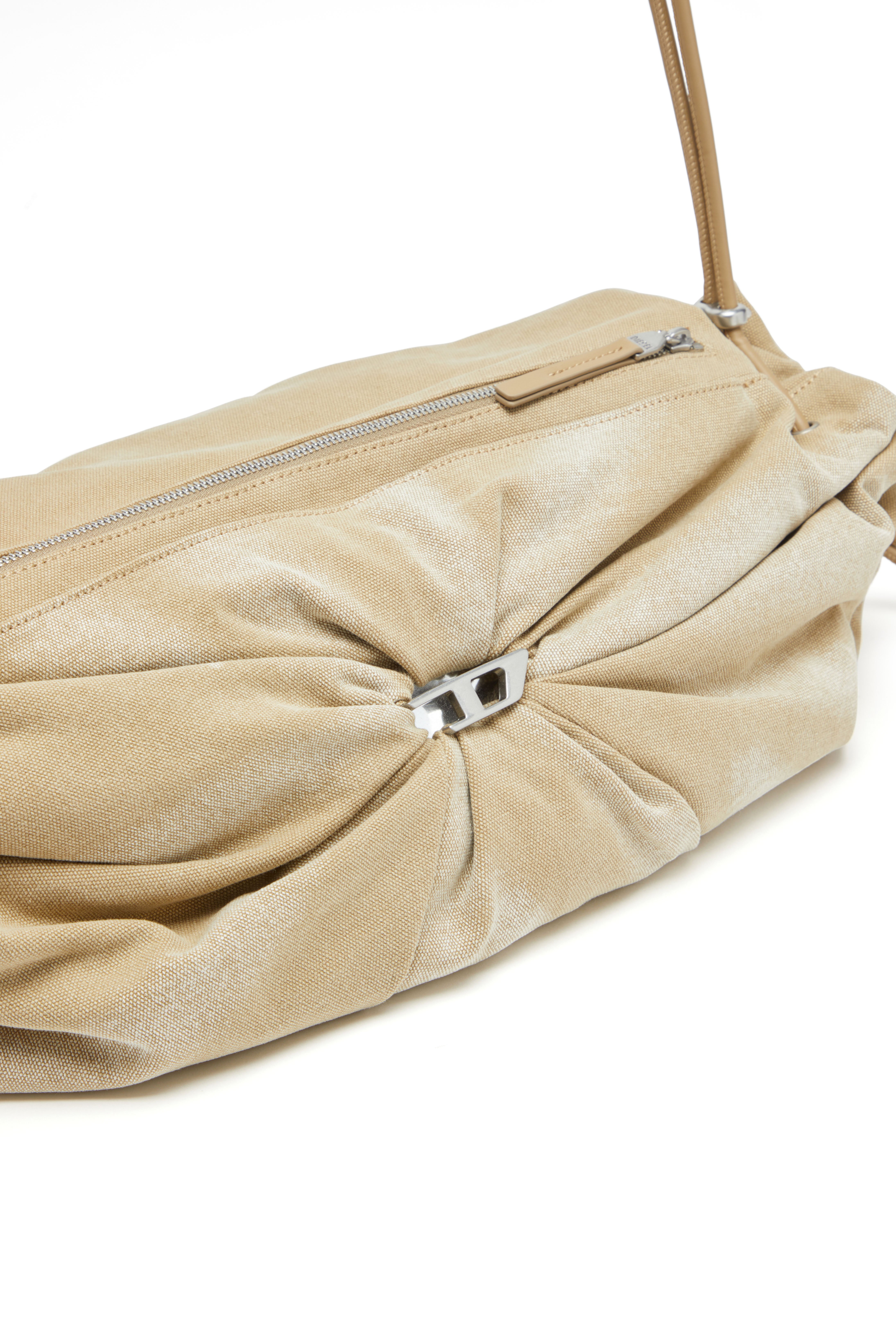 Diesel - SCRUNCH-D CROSSBODY L, Woman's Scrunch-D L-Scrunched duffle bag in treated canvas in Beige - 5