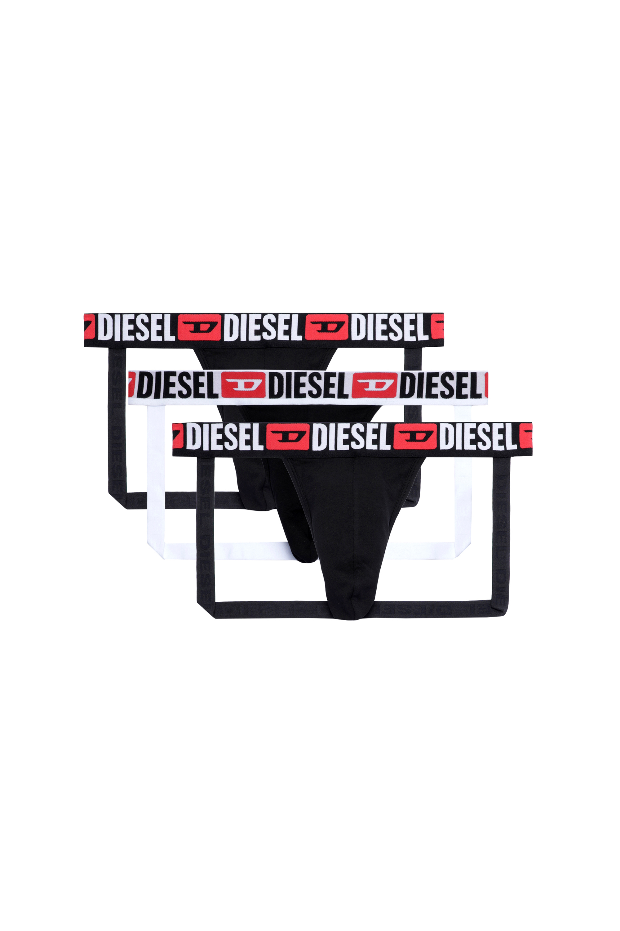 Diesel - UMBR-JOCKYTHREEPACK, Man's Three-pack jockstraps with logo waists in Black - 1