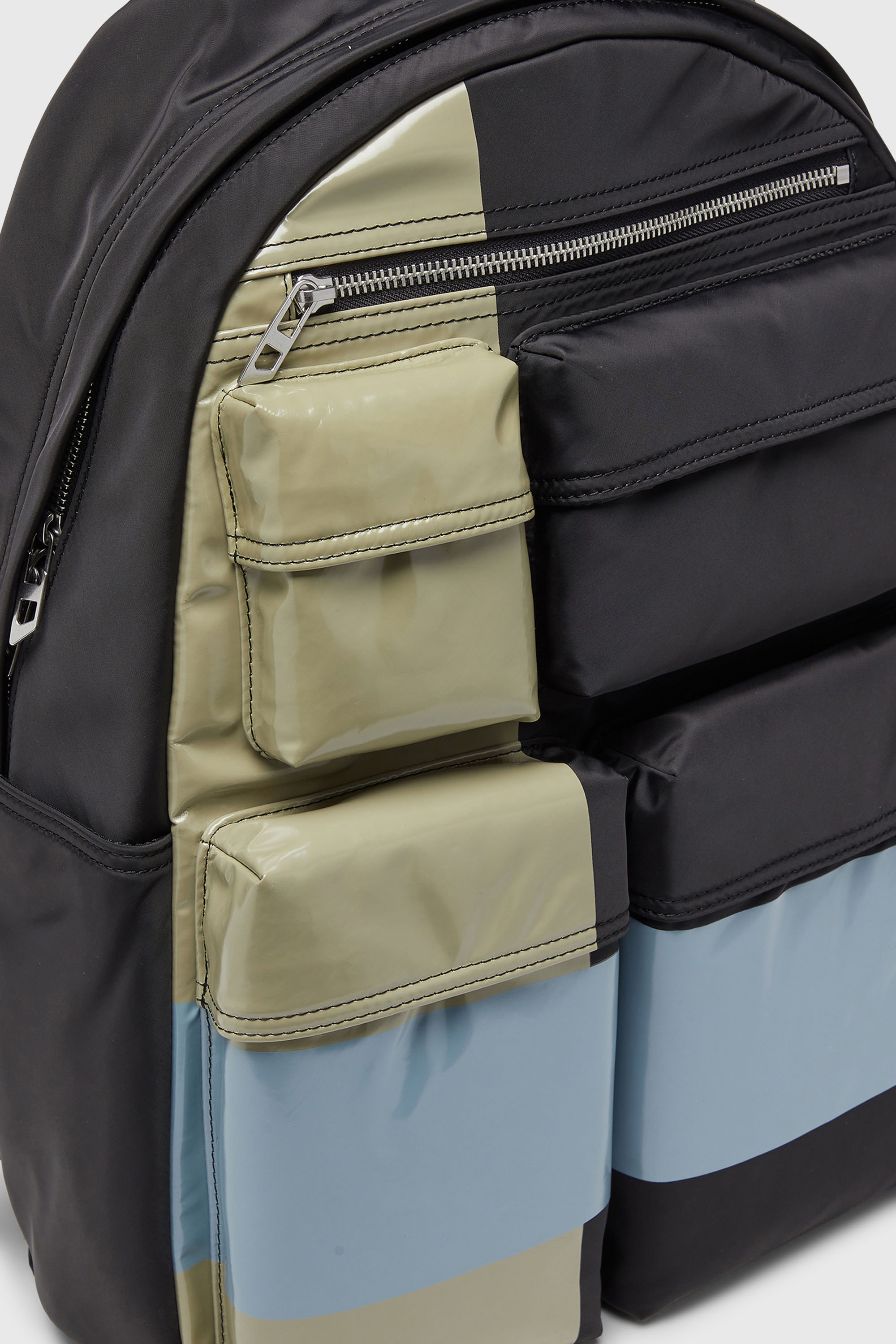 Diesel - MULTI-PKTS BACKPACK X, Unisex's Multi-Pkts - Color-block backpack with multiple pockets in Black/Green - 5