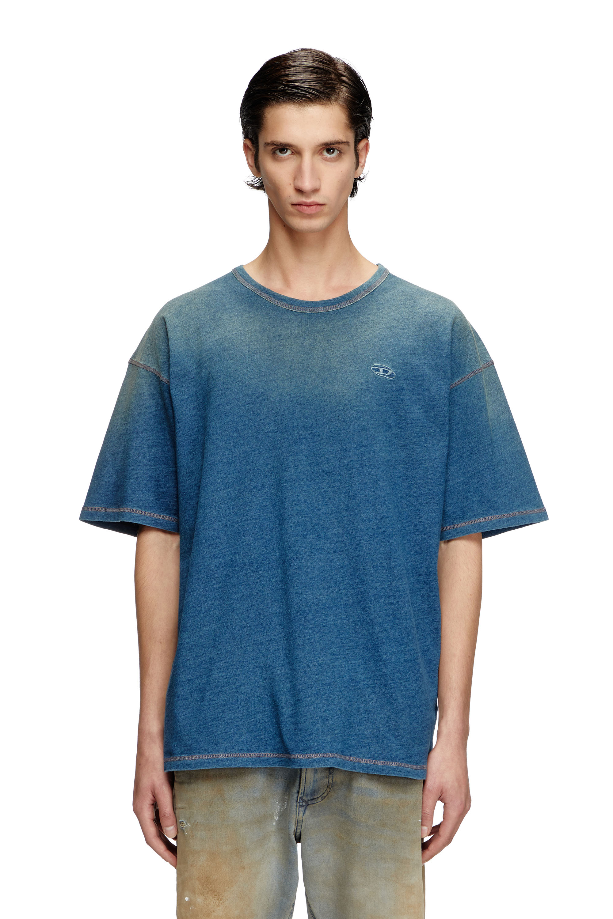 Diesel - T-BOXT-R11, Man's T-shirt with sprayed treatment in Blue - 1