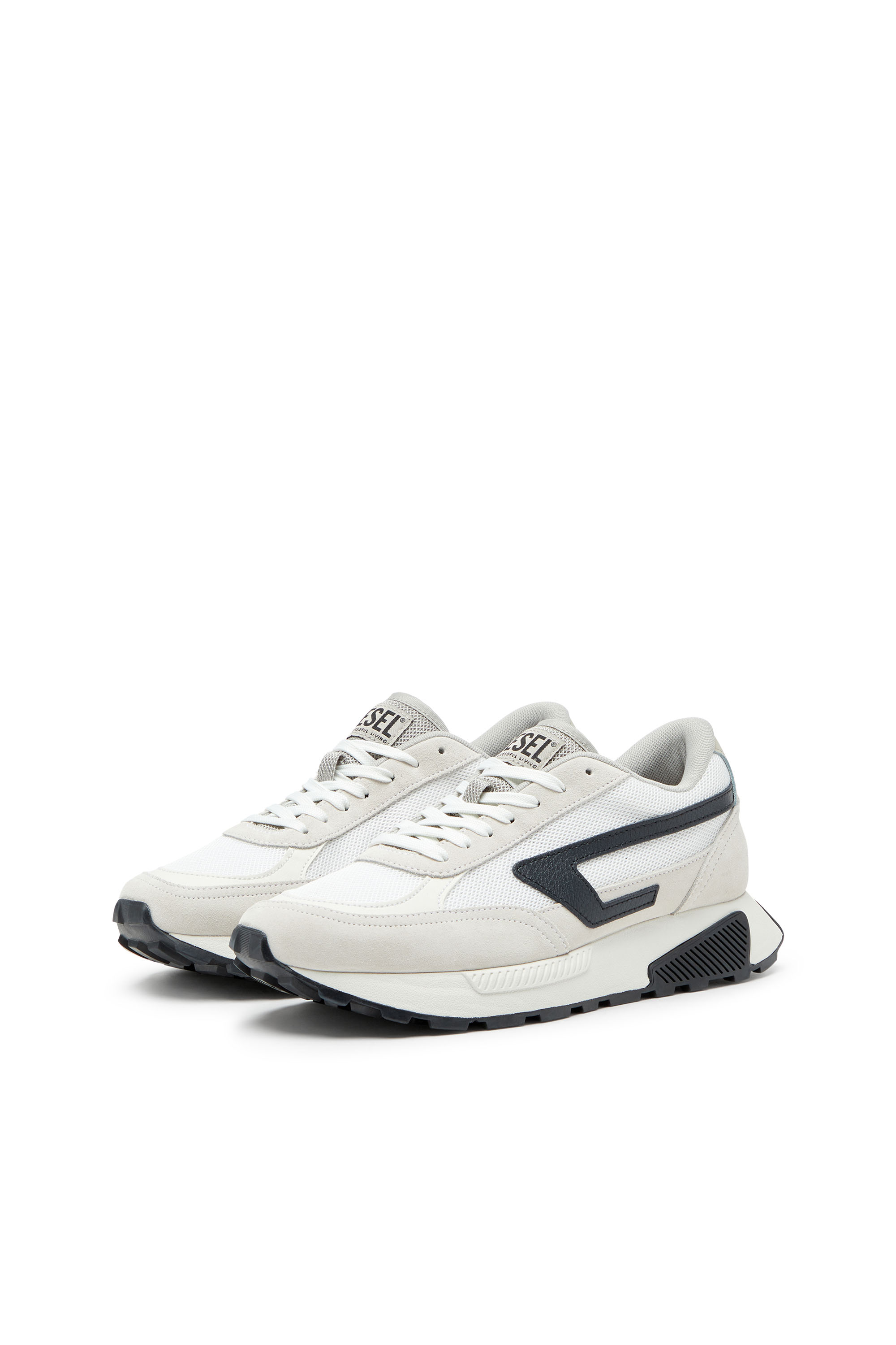 Diesel - S-TYCHE D, Man's S-Tyche D-Low-top sneakers in mesh, suede and leather in White/Black - 8