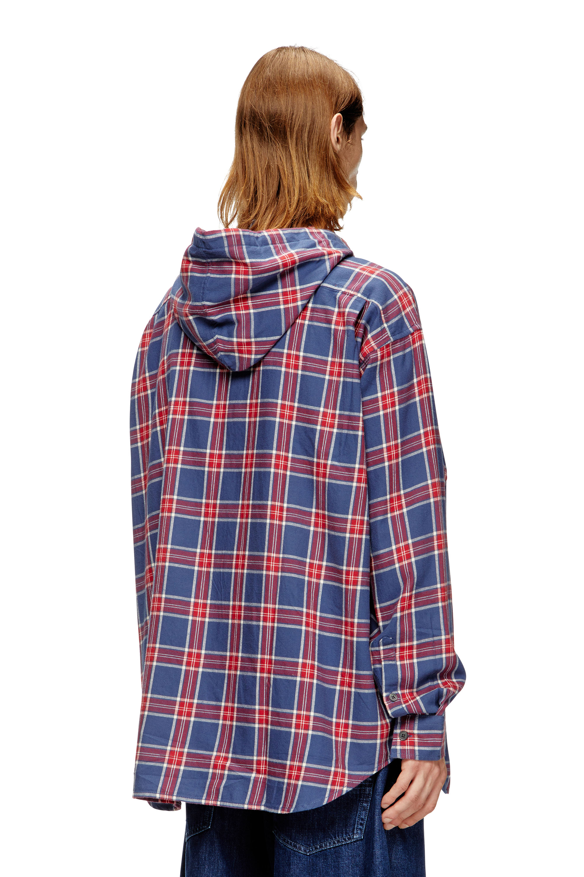Diesel - S-DEWNY-HOOD-AJFI, Man's Cotton hooded shirt with 3D embroidery in null - 3