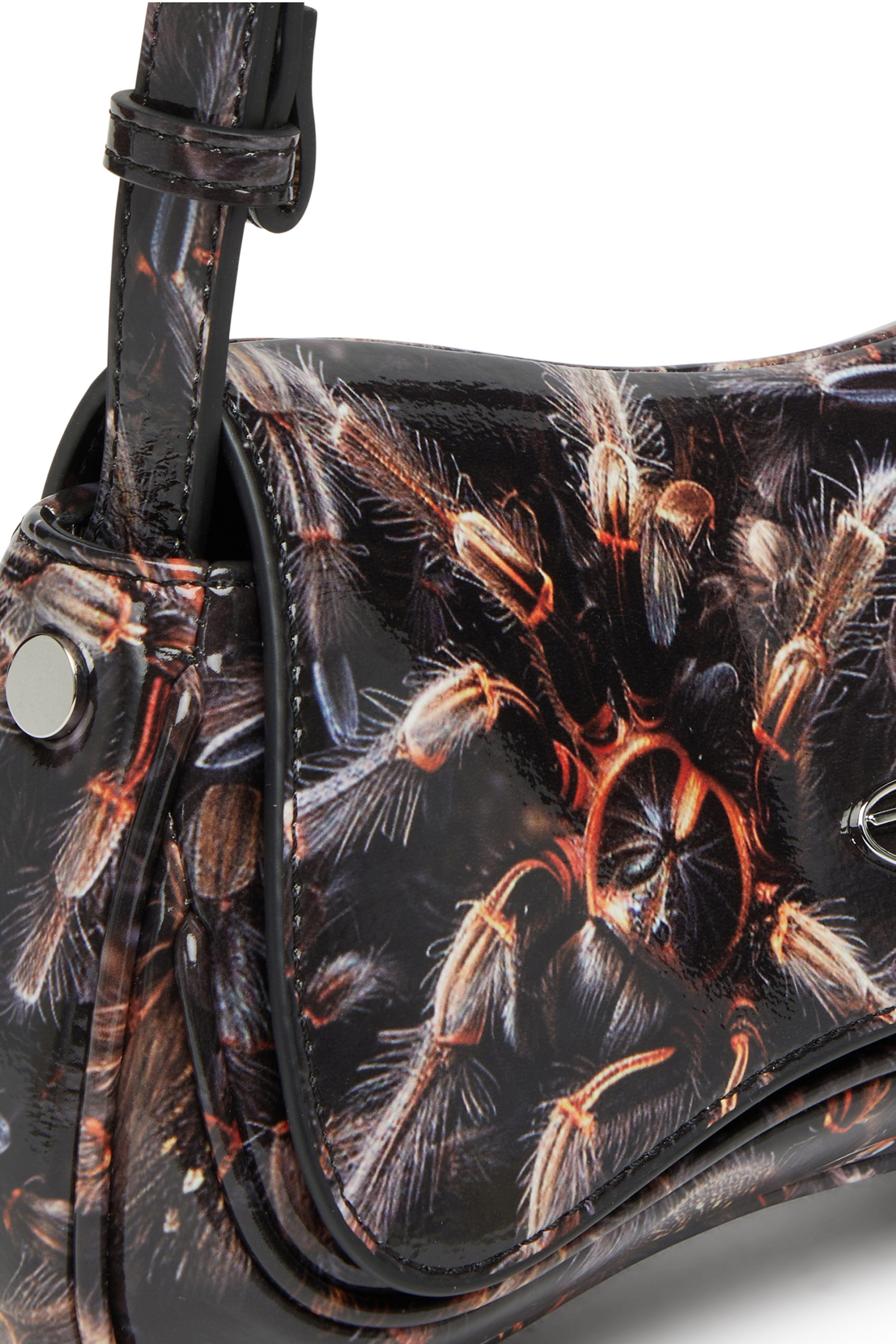 Diesel - PLAY CLUTCH, Woman's Play-Glossy clutch with print in Black/Brown - 6