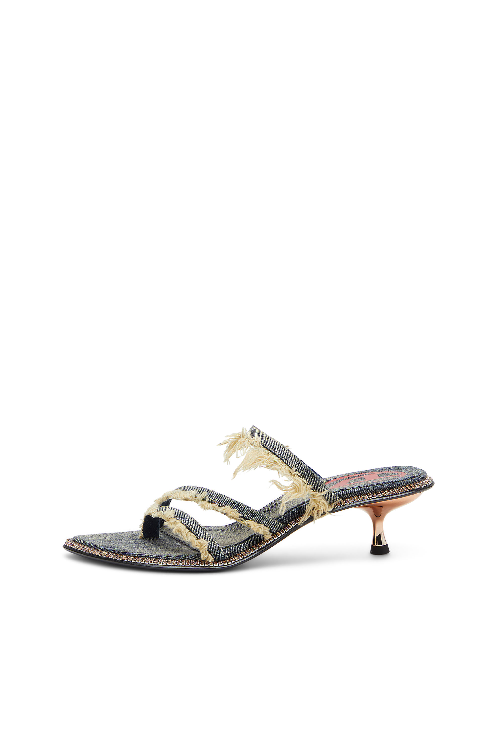 D-HAVANNA KITTIE, Blue Diesel - D-HAVANNA KITTIE, Woman's D-Havanna Kittie-Frayed-denim mules with crystals in Blue - 8