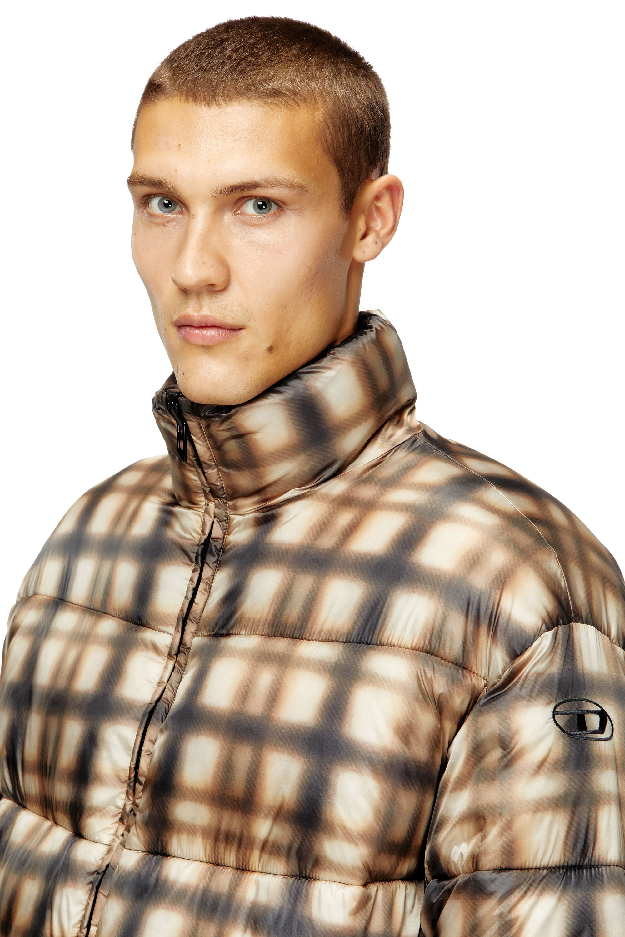 Diesel - W-BOURBON-ENBM, Man's Reversible padded bomber jacket in Black/Beige - 5