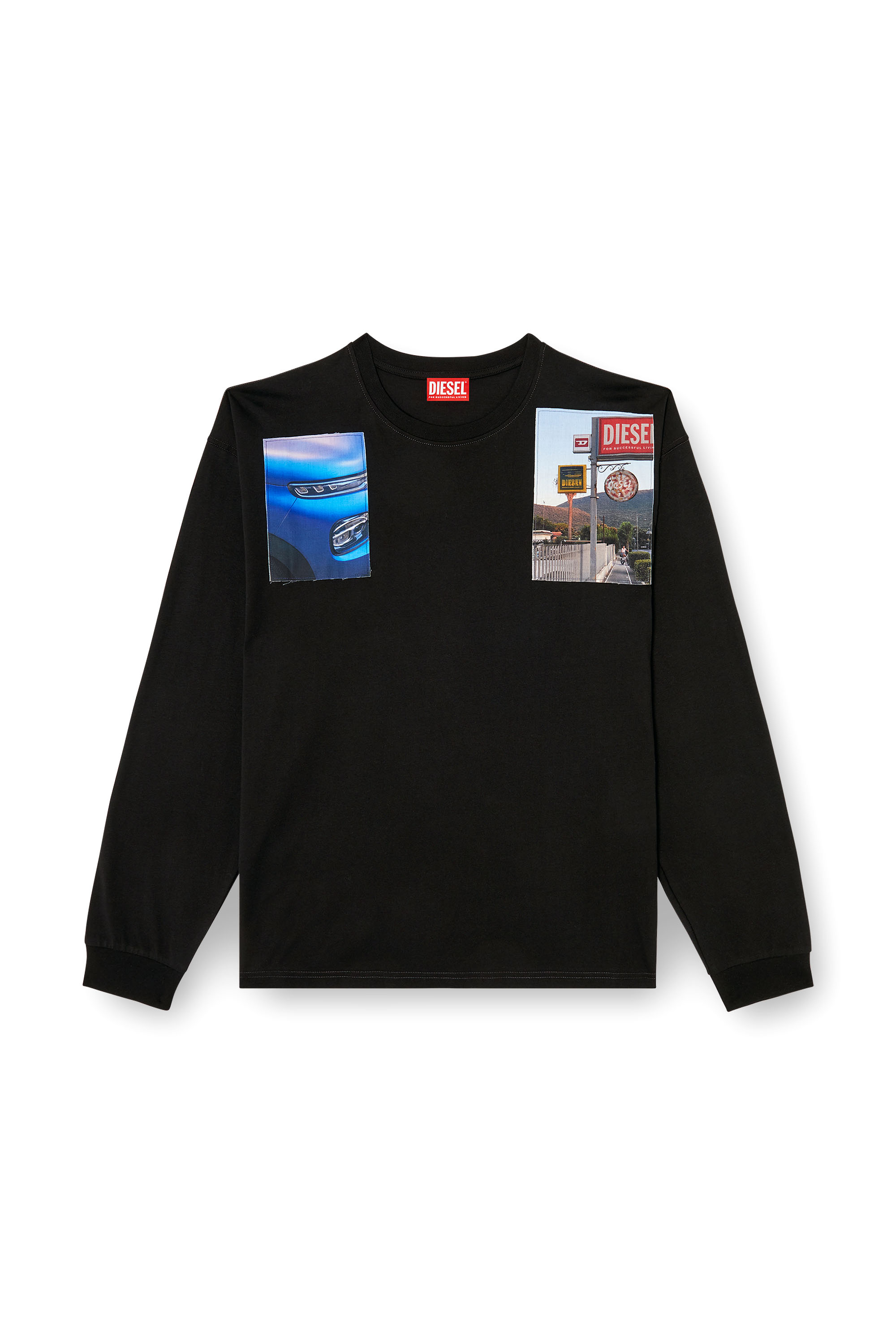 Diesel - T-BOXT-LS-T5, Man's Long-sleeve T-shirt with logo photo patches in Black - 2