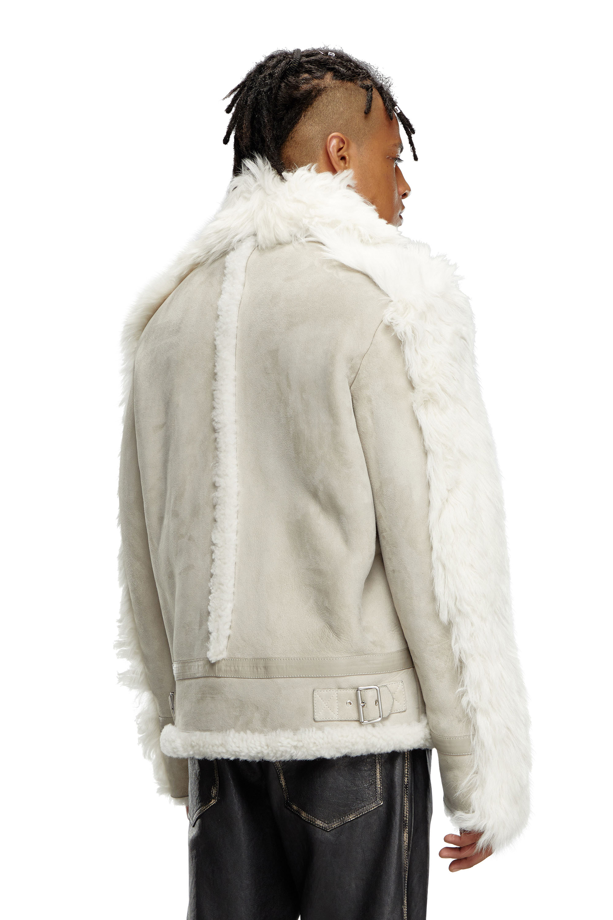 Diesel - L-OMER, Man's Shearling jacket in Grey - 4