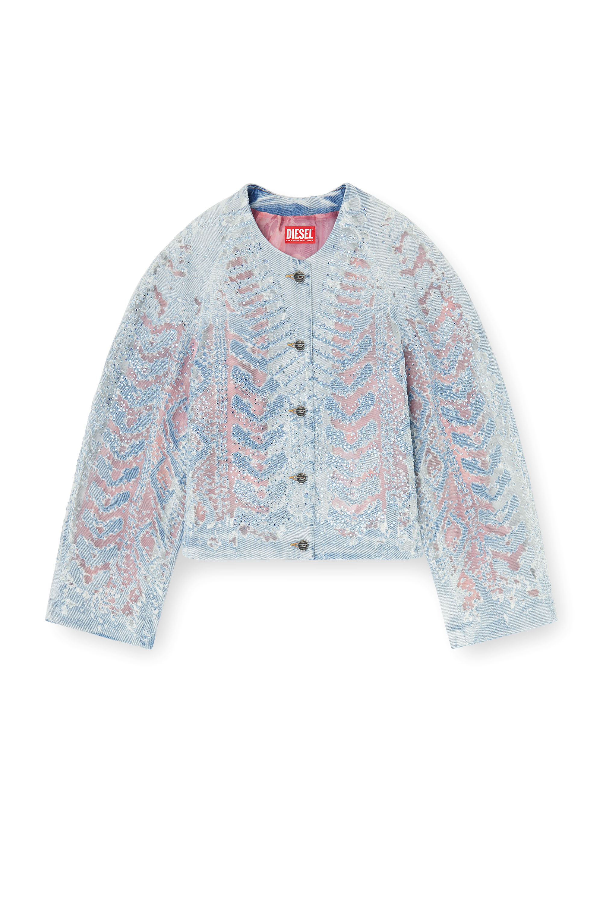 Diesel - DE-SOLIXIA-S, Woman's Jacket in microstone devor&eacute; denim in null - 3