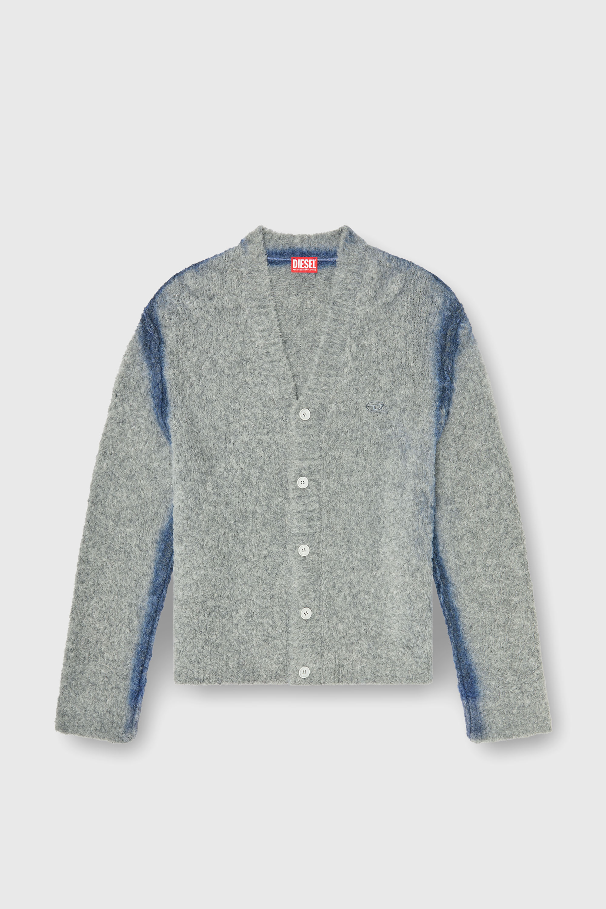 Diesel - K-REMO, Man's Alpaca-blend cardigan with spray-dyed seams in Light Grey - 1
