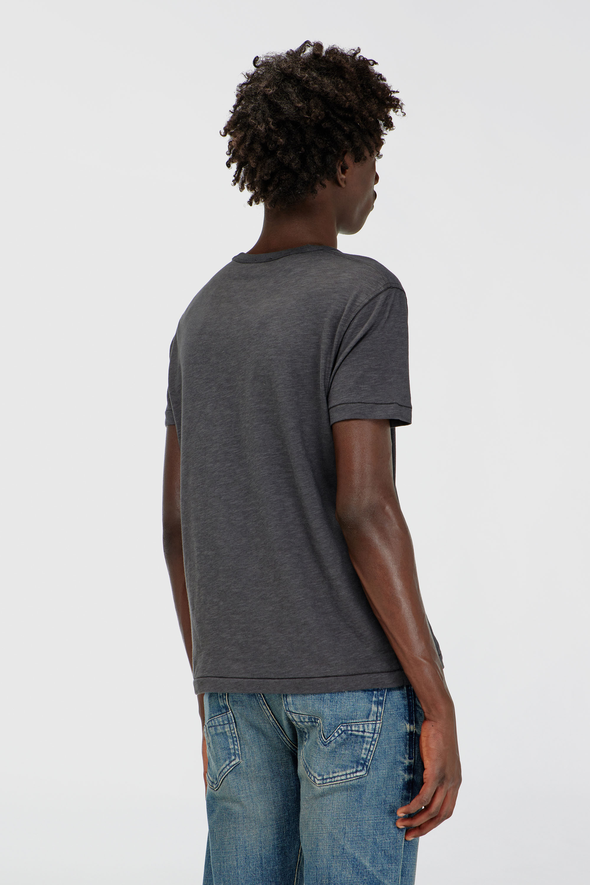 Diesel - T-NOTS, Man's T-shirt in slub-jersey with crack print in Dark grey - 4