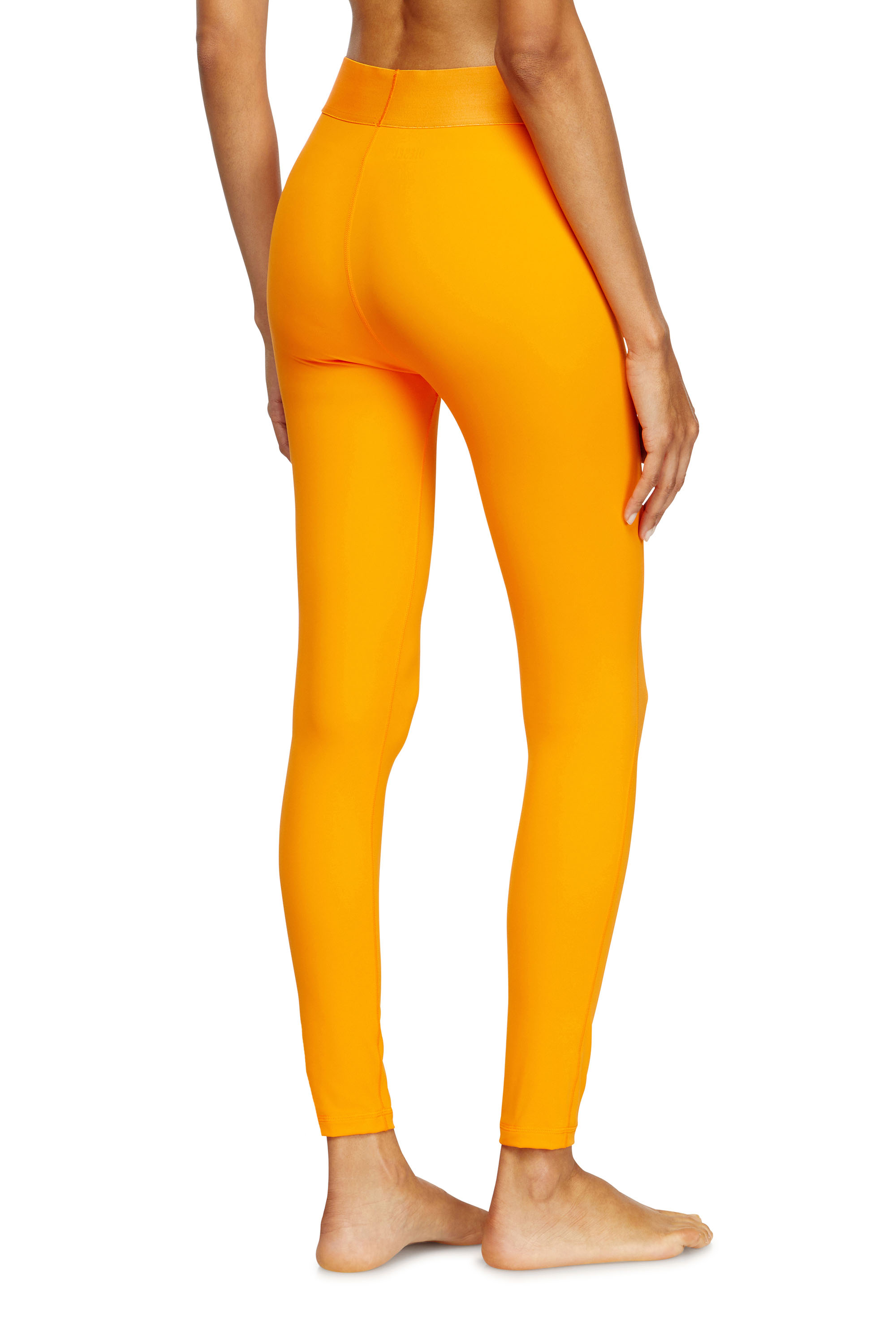 Diesel - ADELINE-D-POP, Woman's Microfibre leggings with cut-off logo in Orange - 4