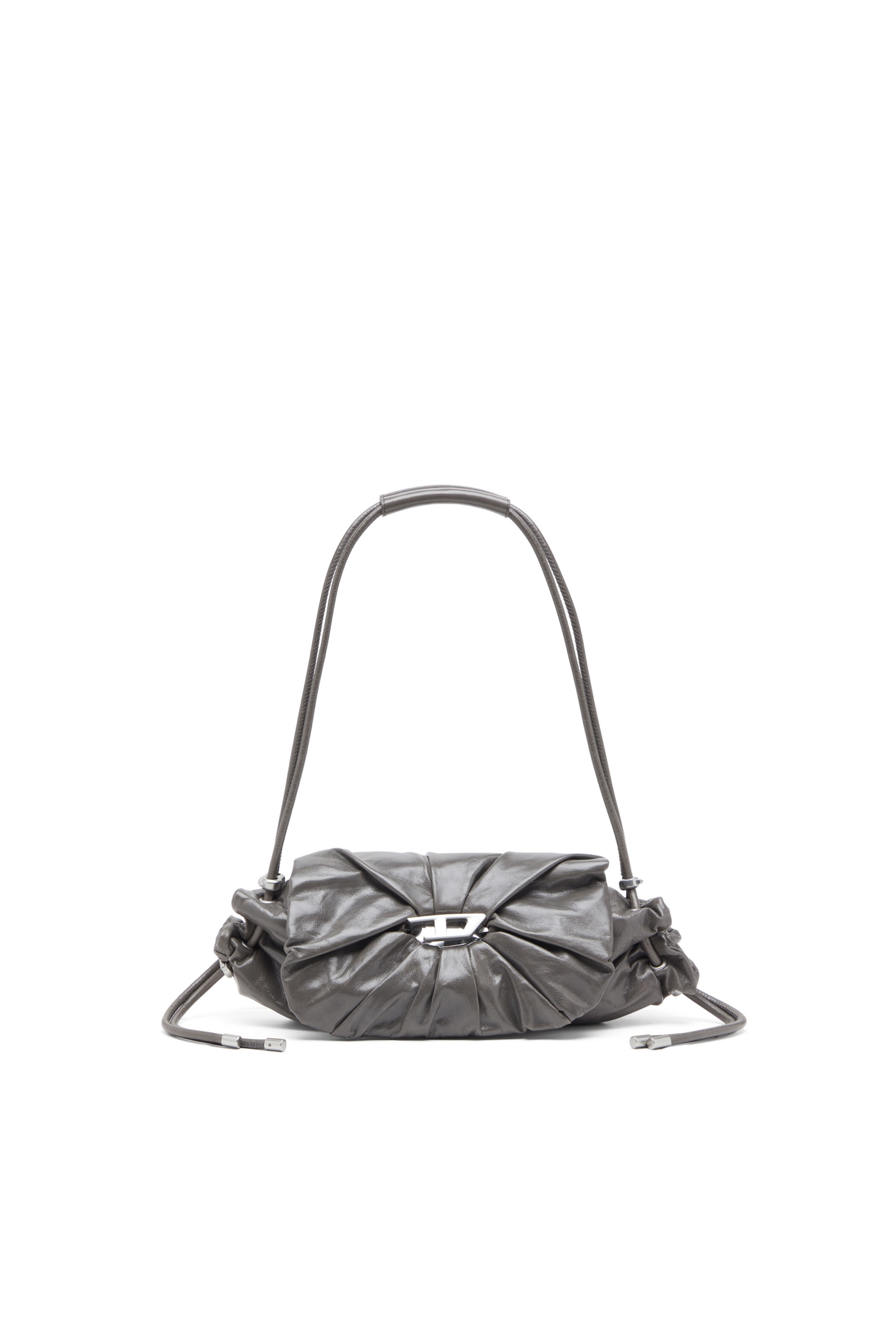 Diesel - SCRUNCH-D SHOULDER S, Woman's Scrunch-D S-Shoulder bag in scrunched leather in Grey - 1