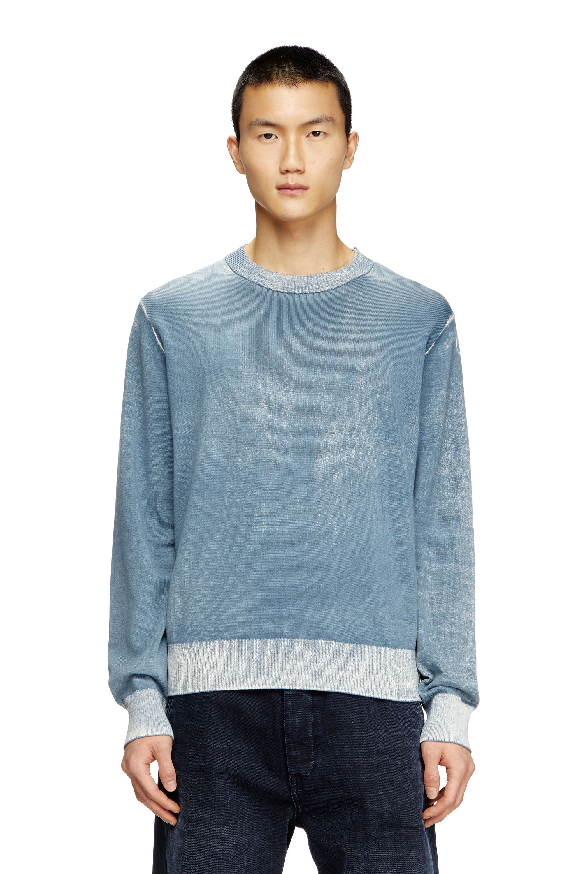 Diesel - K-LARENCE-B, Man's Reverse-print cotton jumper in Light Blue - 1