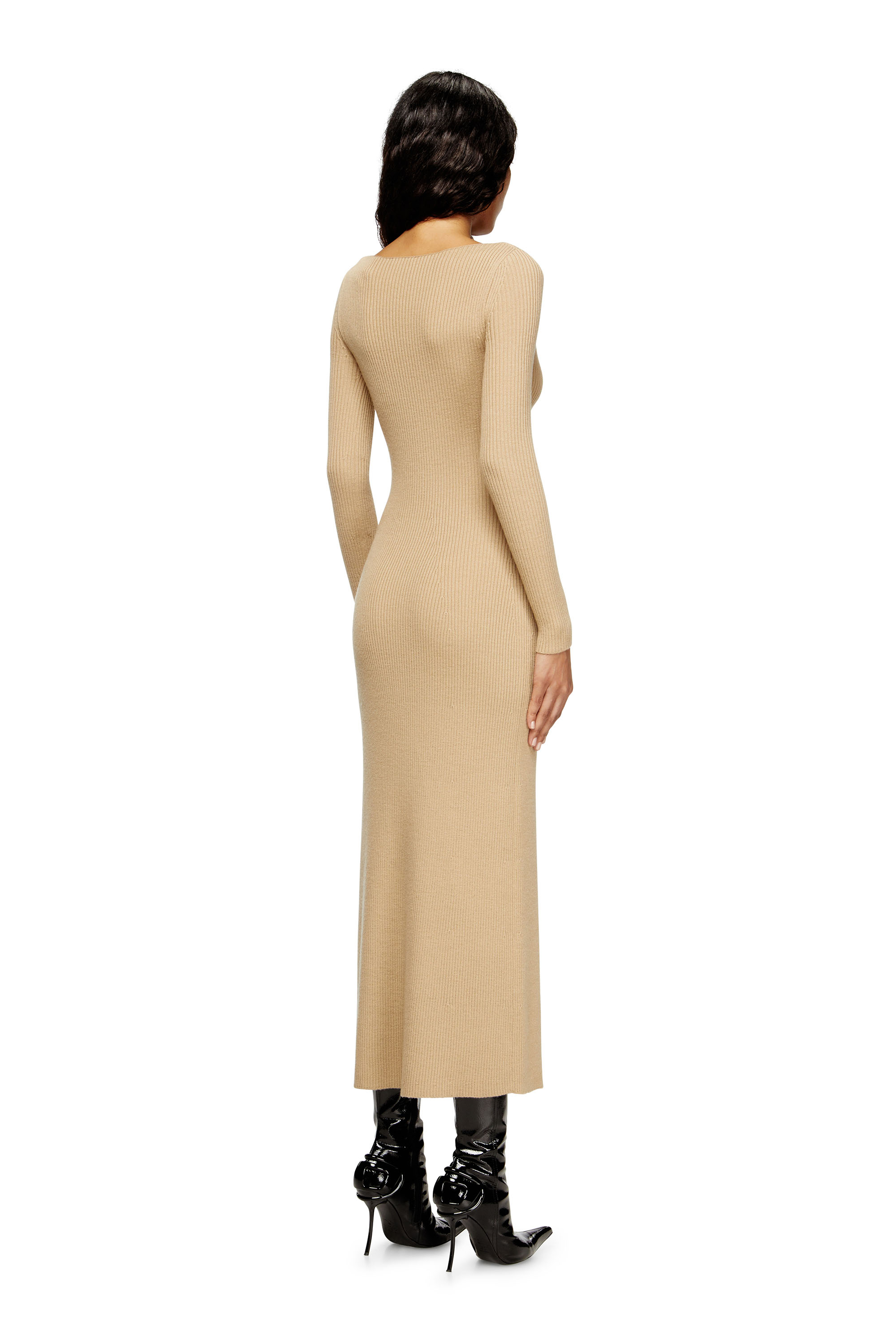 Diesel - M-OLONI, Woman's Midi wool dress with inlay in null - 4