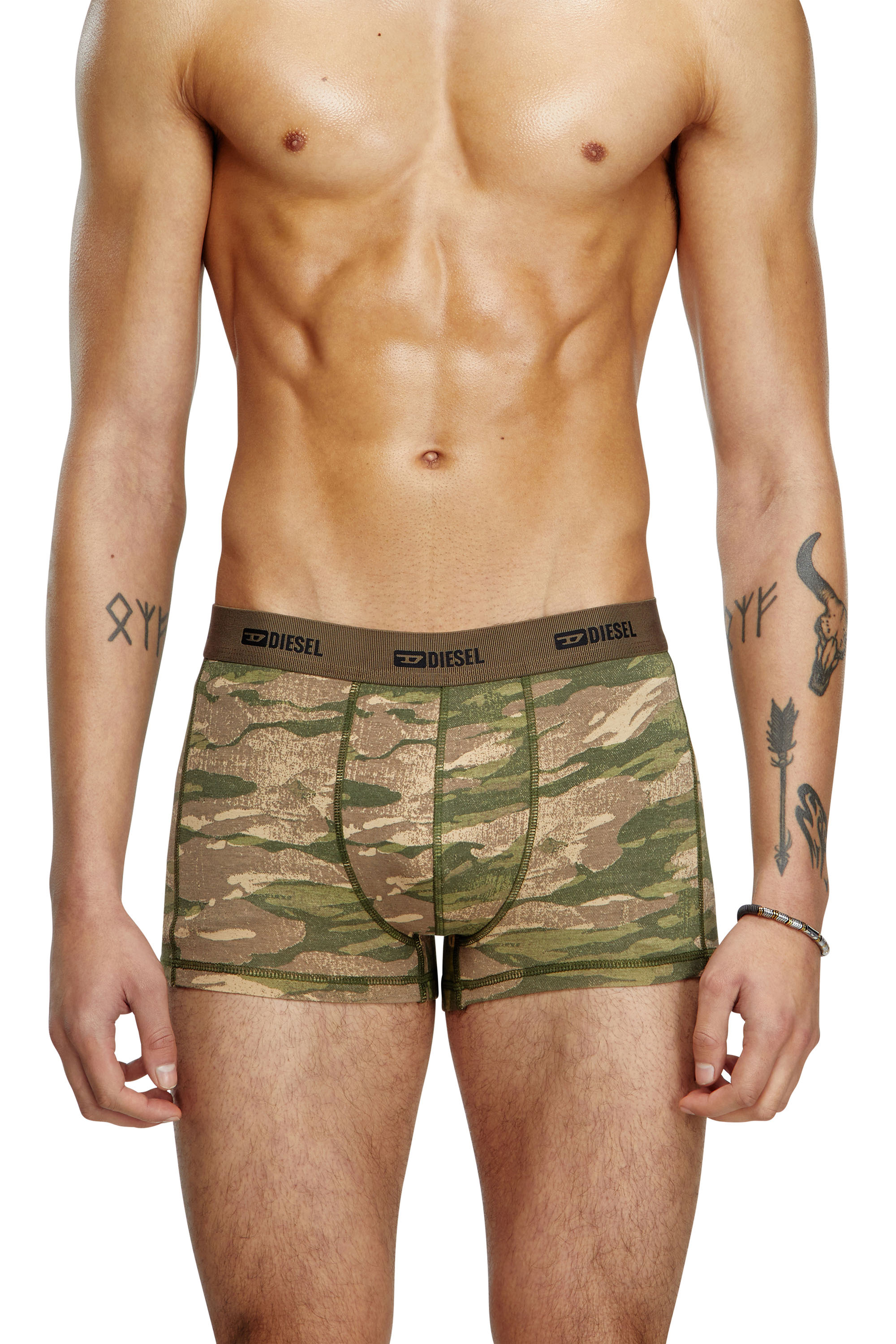 Diesel - DAMIEN-UTLT-3PACK, Man's 3-pack of boxer briefs plain and camo in Brown/Green - 2