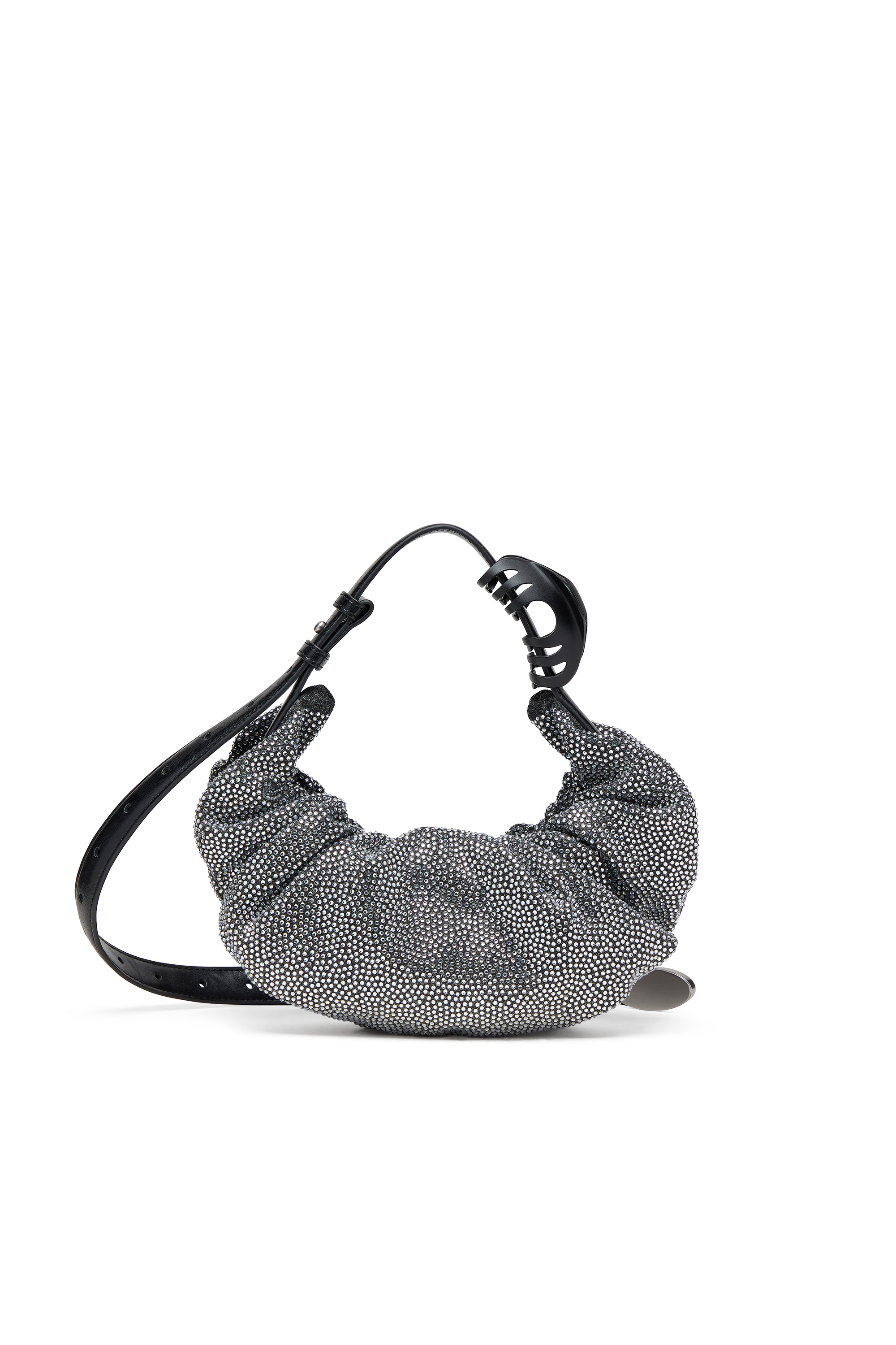 Diesel - GRAB-D HOBO S, Woman's Grab-D S-Small scrunched hobo bag in crystal denim in Black - 3