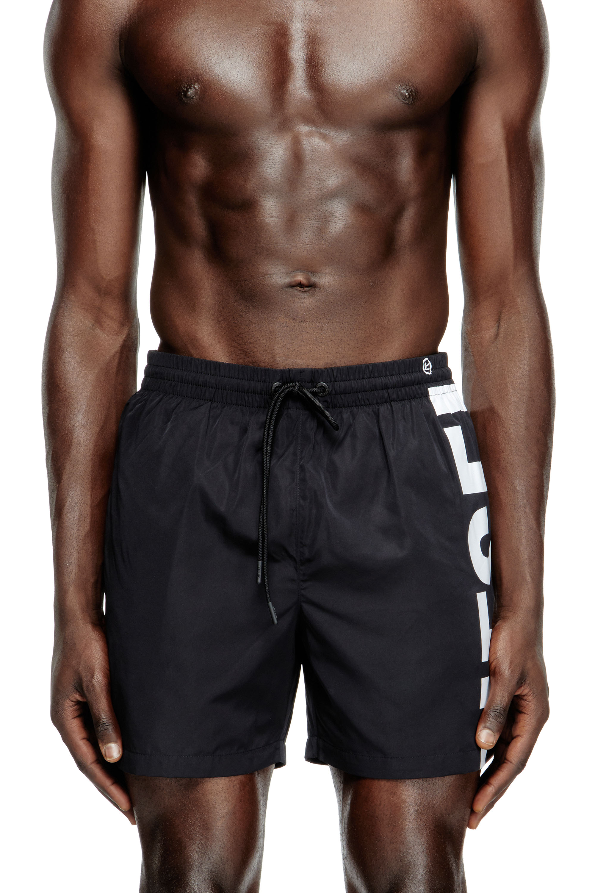 Diesel - RIO-41-D-CORE, Man's Mid-length swim shorts with maxi logo in Black/White - 1