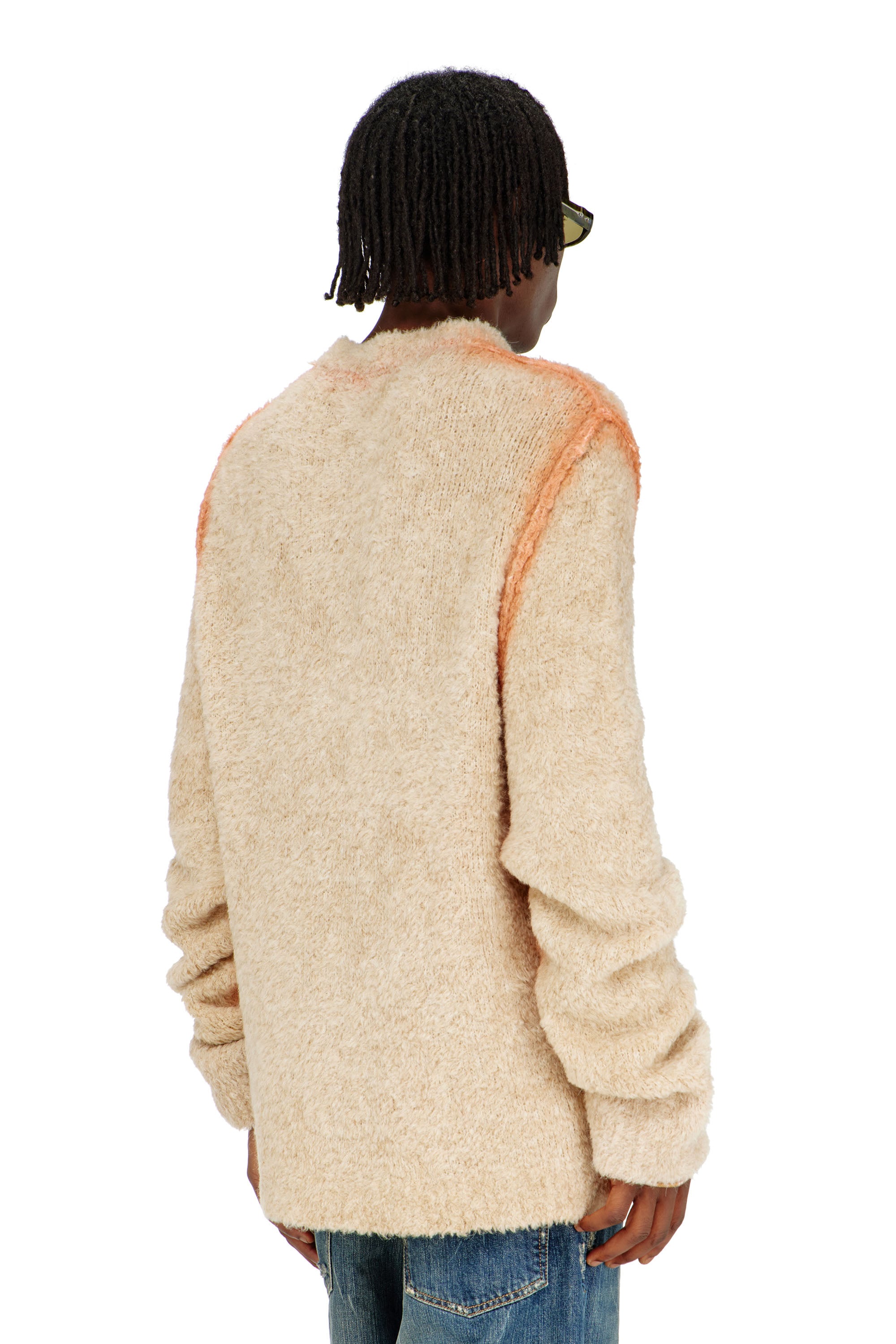 Diesel - K-RIMI, Man's Alpaca-blend jumper with spray-dyed seams in Light Brown - 4