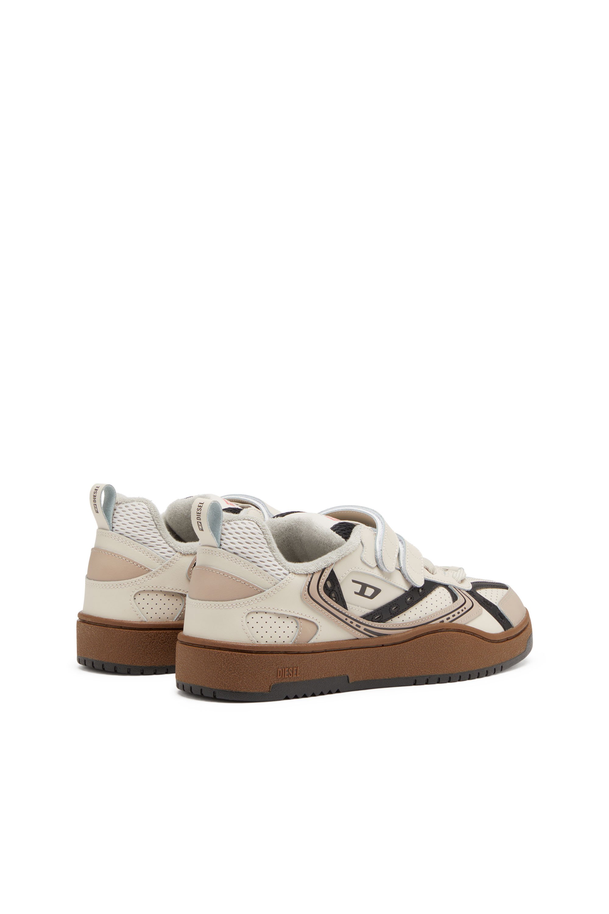 Diesel - S-UKIYO SKT, Man's S-Ukiyo-Leather sneaker with straps in Beige/Pink - 4