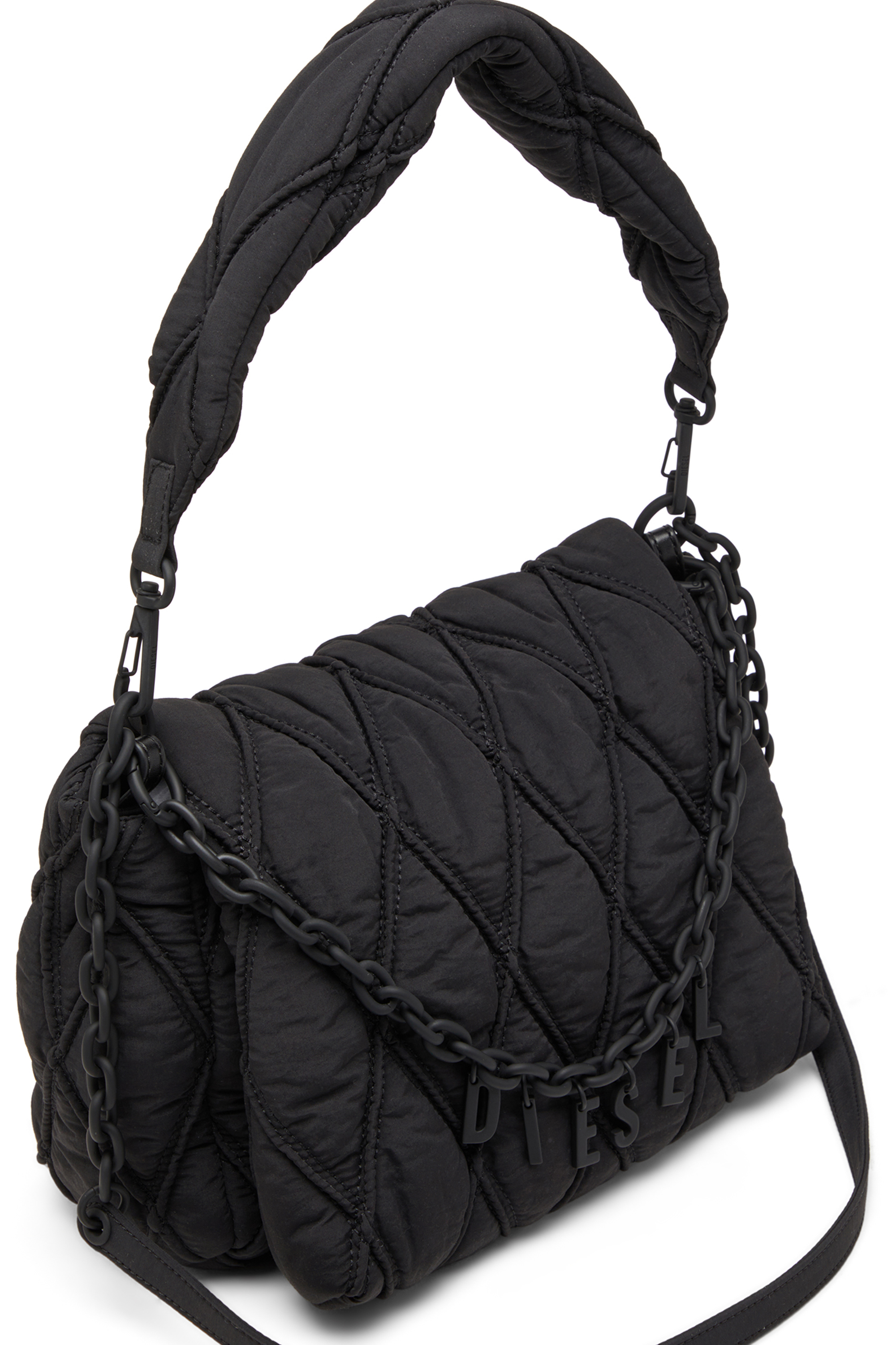 Diesel - CHARM-D SHOULDER M, Woman's Charm-D-M-Shoulder bag in quilted nylon in Black - 4