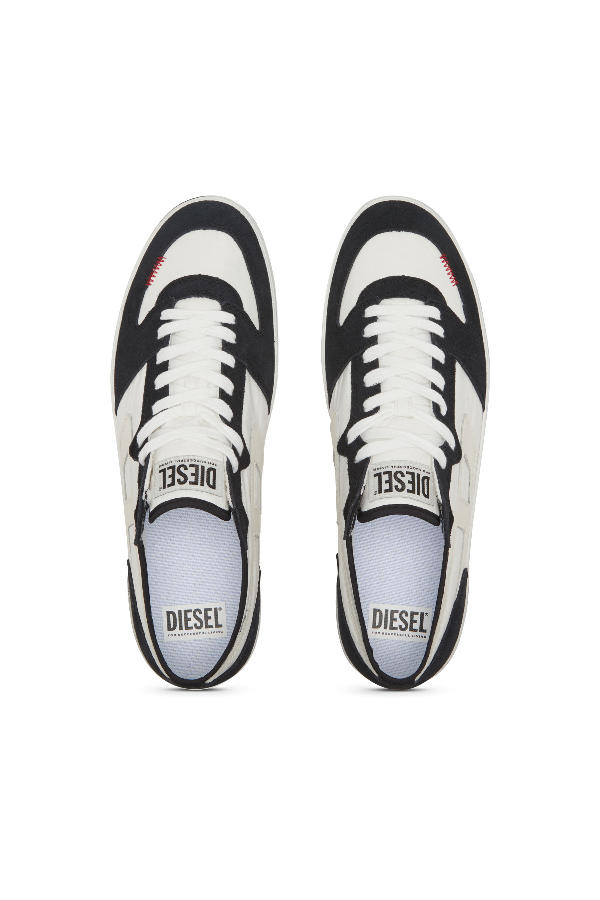 Diesel - S-LEROJI D-1 LOW, Man's Sneakers in padded ripstop and suede in Black/White - 6