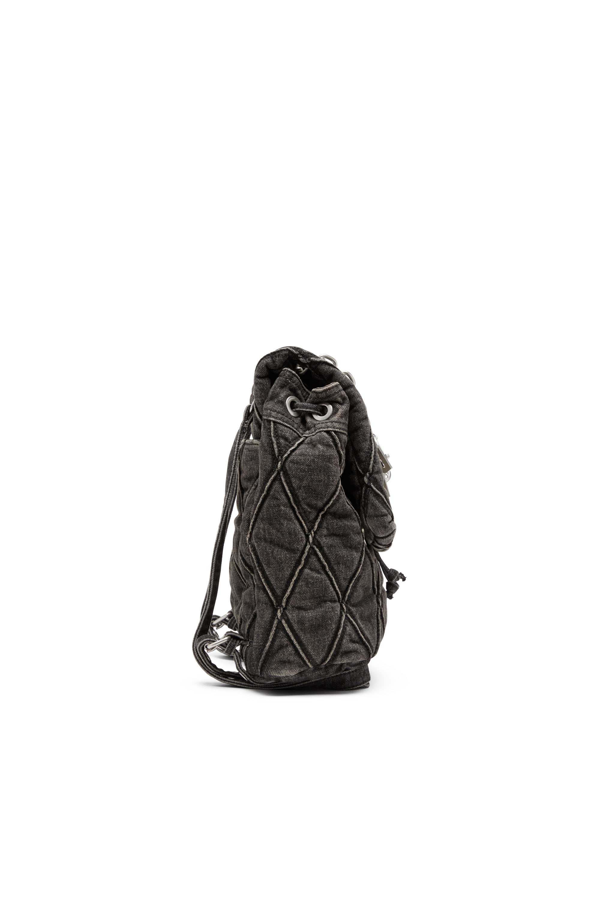 Diesel - CHARM-D BACKPACK S, Woman Charm-D S-Backpack in Argyle quilted denim in Black - Image 3