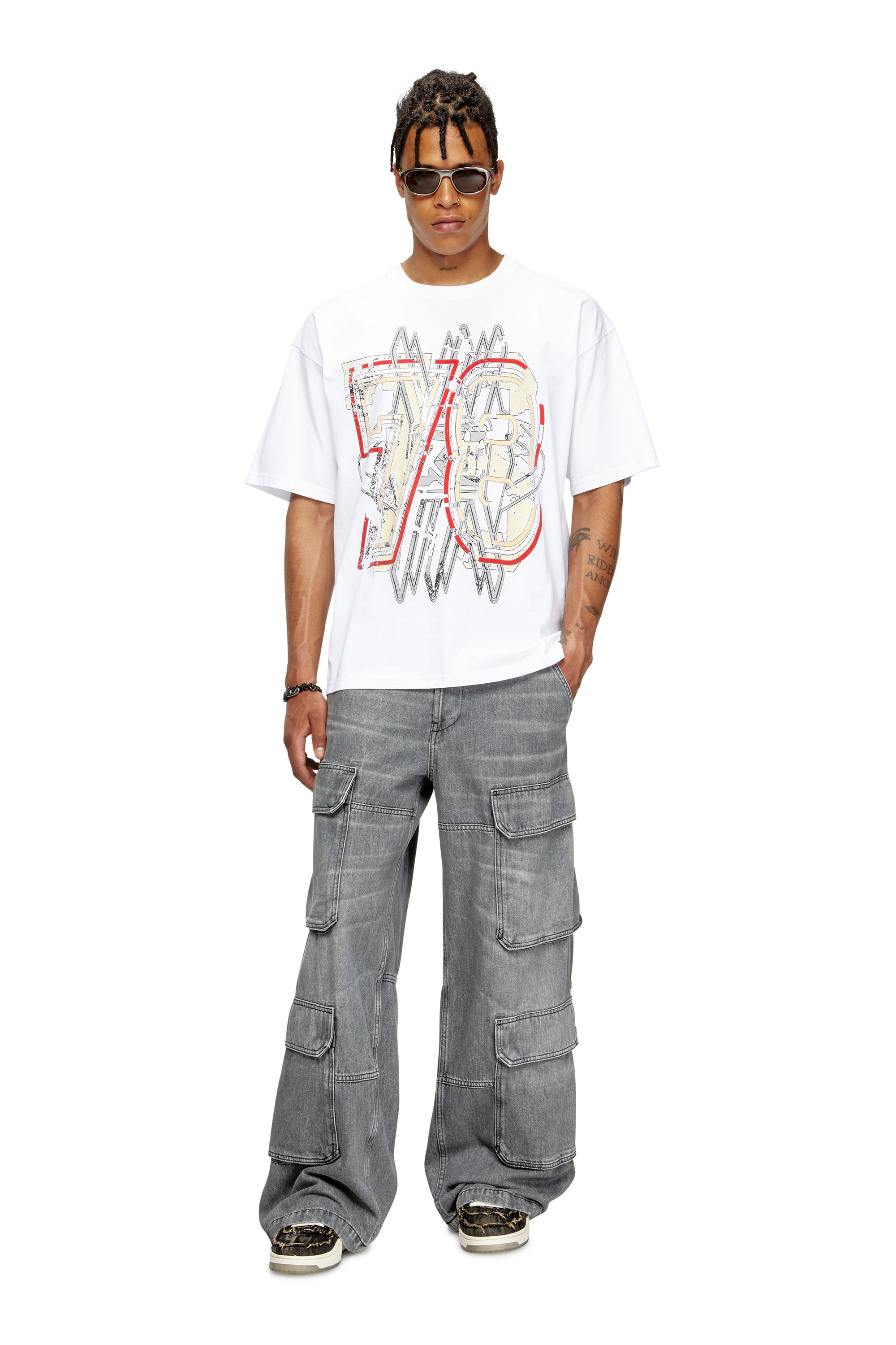 Diesel - T-BOXT-T8, Man's T-shirt with 78 print in White - 3