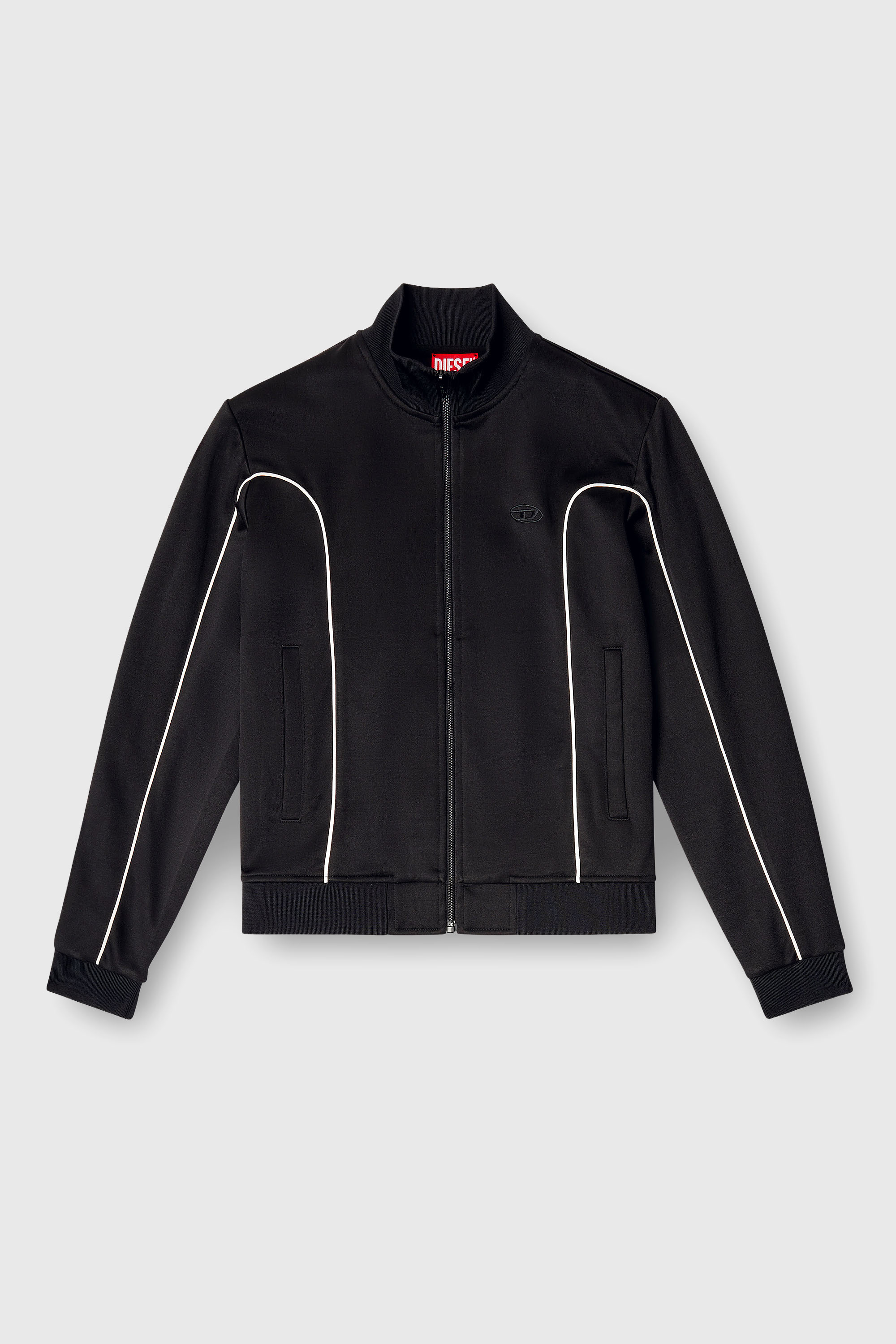 Diesel - F-LOCKING-OD, Woman's Sweat-jacket with contrast piping in Black/White - 2